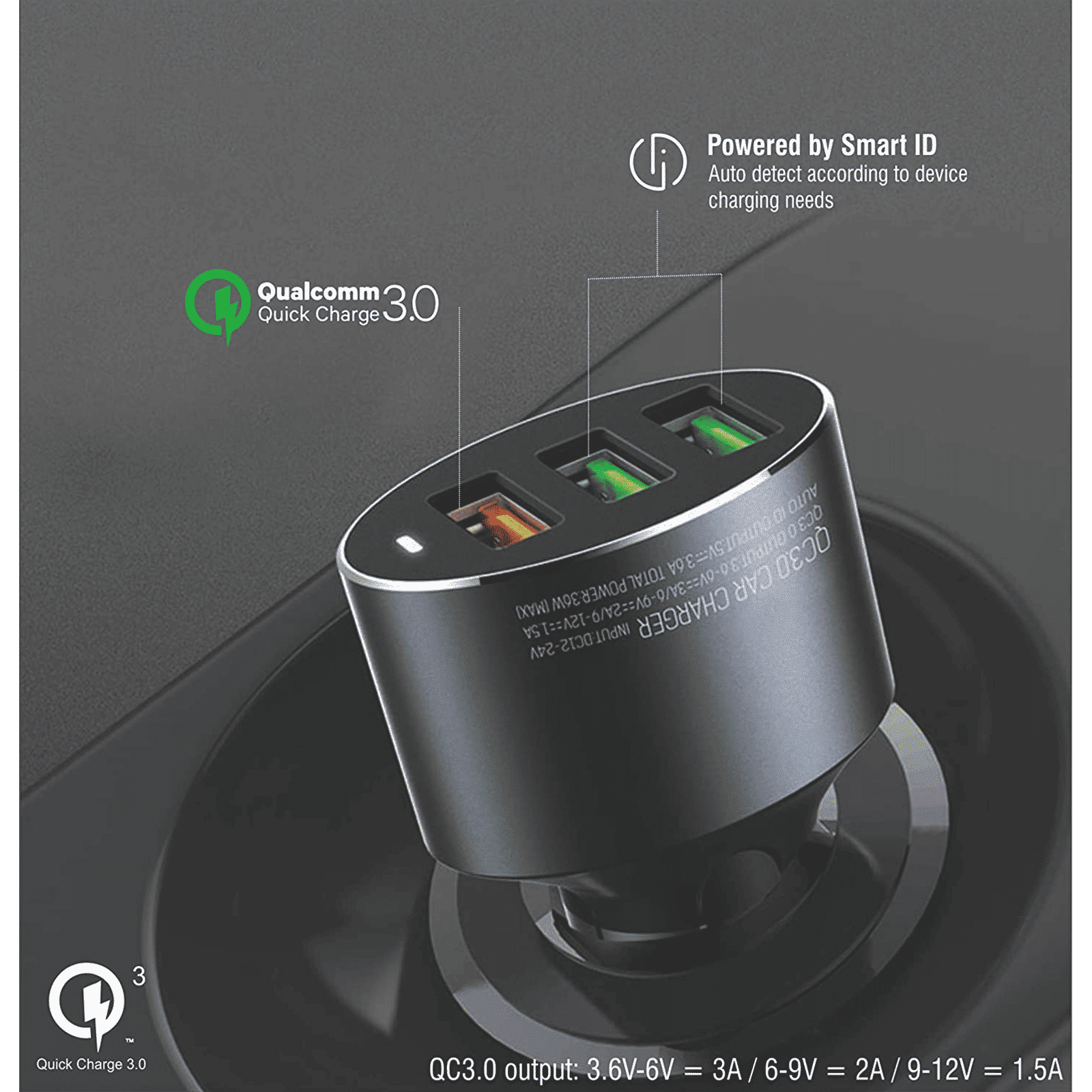 pebble 36W Type A 3-Port Quick Charger (Type A to Micro USB Cable, 10 Way Circuit Protection, Black)_8