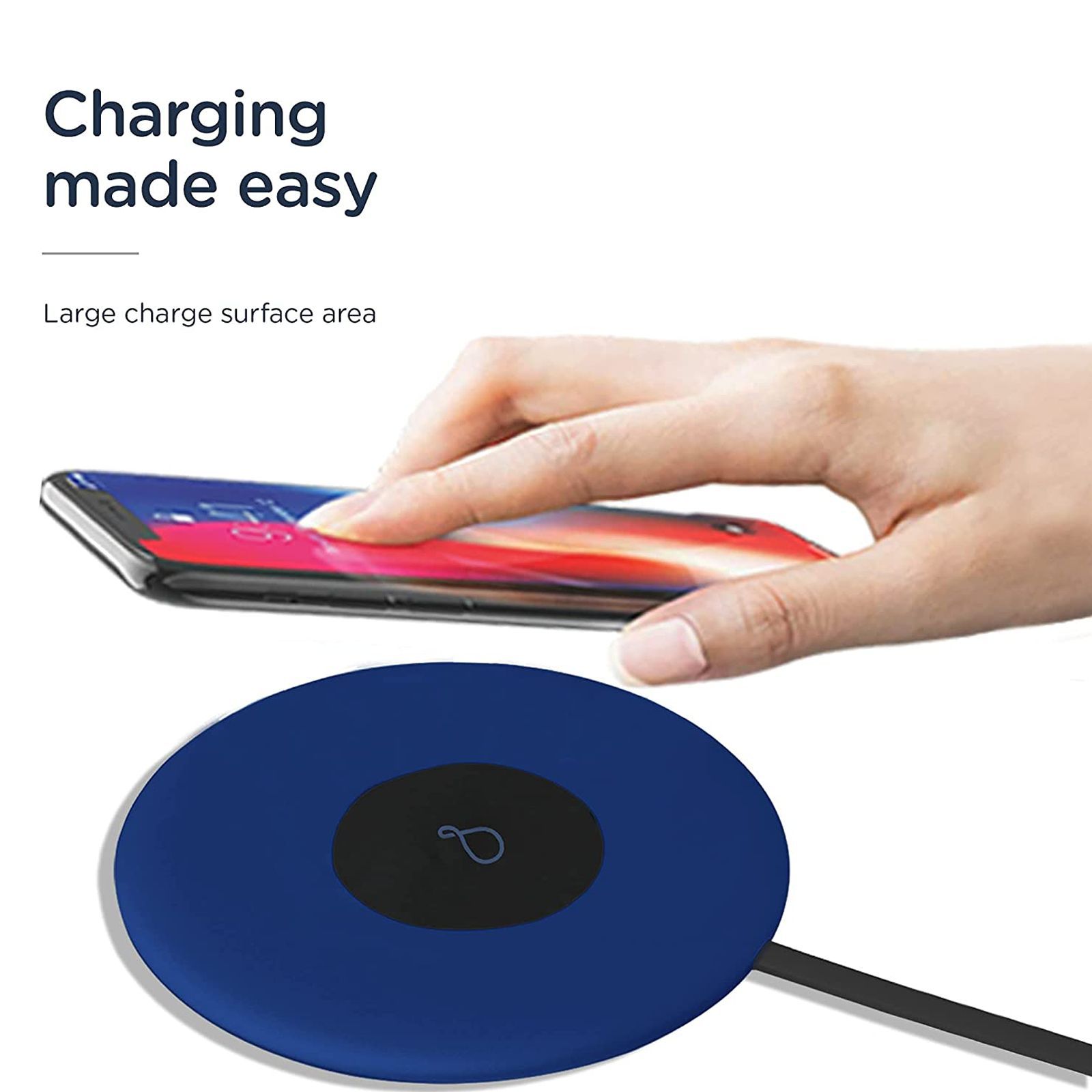 Pebble Sense Pro 15W Wireless Charger for iPhone 11, 11 Pro, 11 Pro Max, XS Max, XR, XS, X, 8, 8 Plus/SAMSUNG Galaxy Note 10, Note 10 Plus, S10, S10 Plus, S10E, Note 9, S9, S9 Plus (Qi Certified, Temprature Control Technology, Cobalt Blue)_6