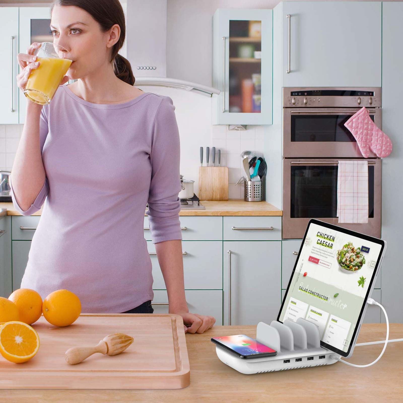 Soopii 60W 6-in-1 Wireless Charging Dock for iPhone XS, Max XS, XR, X, 8, 8 Plus/Google Pixel 3, 3XL, 2, 2XL/Samsung Galaxy Note 9, Note 8, S9, S9 Plus, S8, S8 Plus, S7, Nexus 5X 6P, Earbuds (Qi Charging, White/Grey)_6