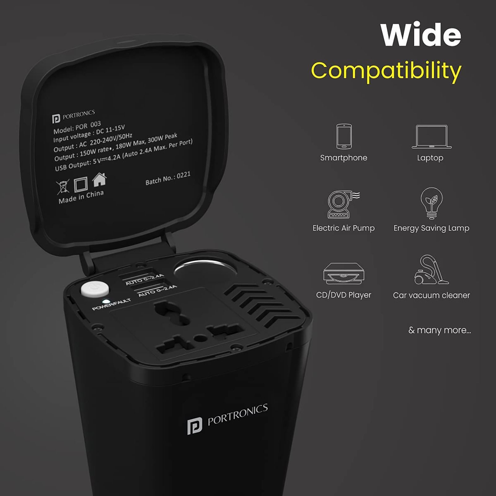 Portronics Power One 150W Type A 2-Port Fast Car Charger (Adapter Only, Multiple Protection, Black)_6