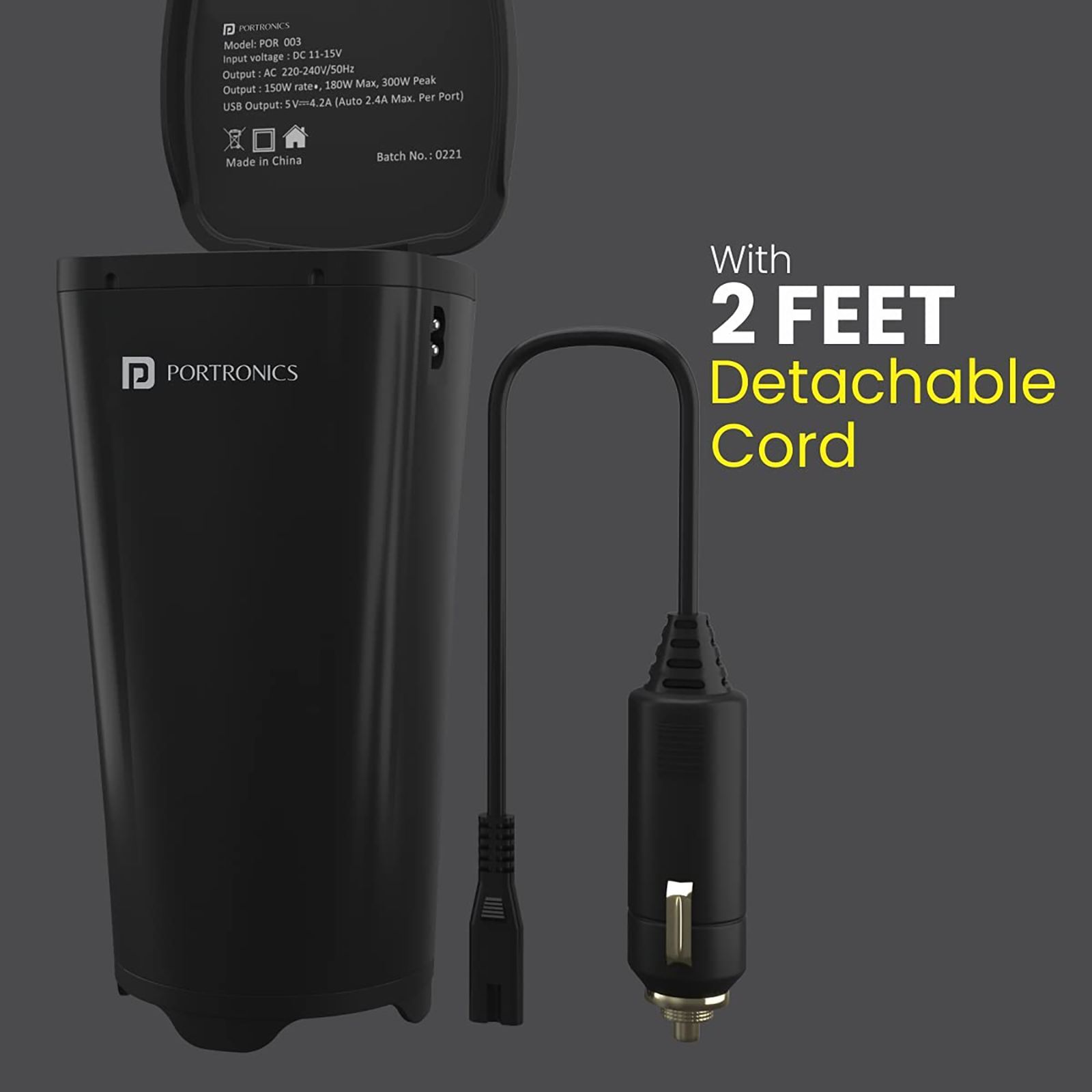 Portronics Power One 150W Type A 2-Port Fast Car Charger (Adapter Only, Multiple Protection, Black)_7