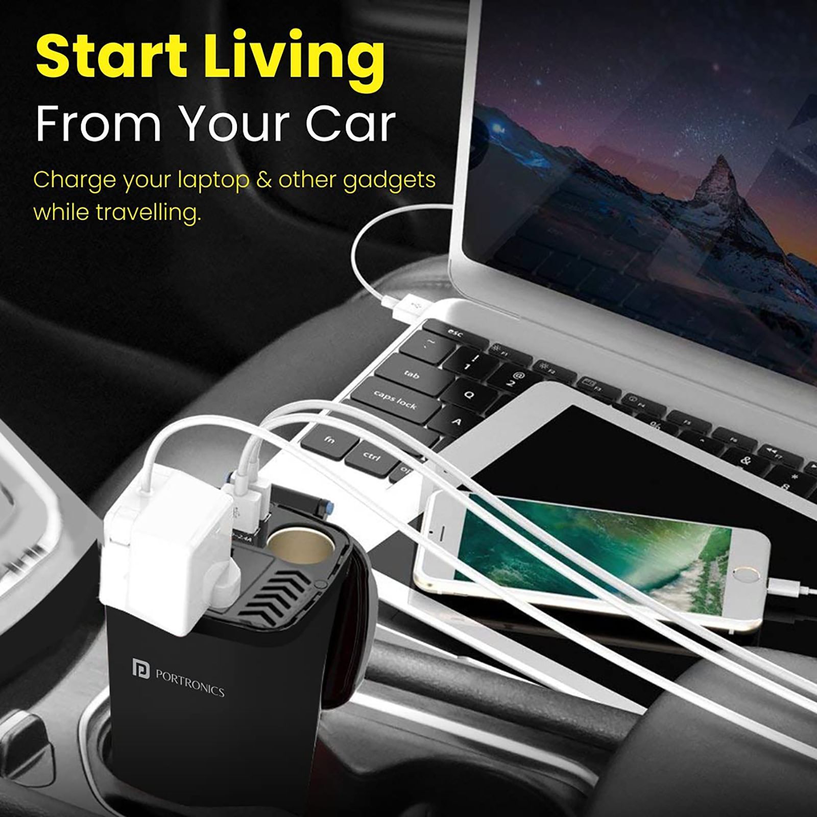 Portronics Power One 150W Type A 2-Port Fast Car Charger (Adapter Only, Multiple Protection, Black)_4