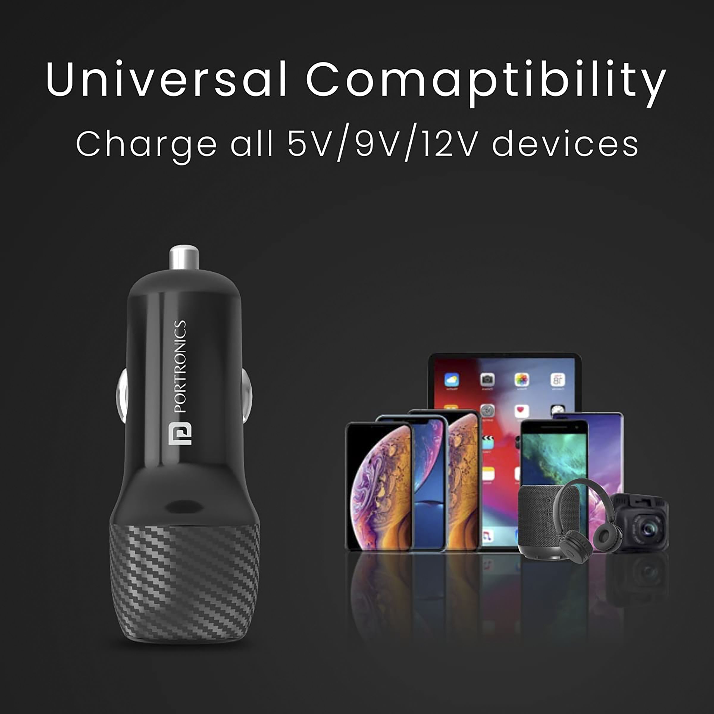 Portronics Power 6 36W Type A & Type C 2-Port Fast Car Charger (Adapter Only, In-Built Smart Protection, Black)_5