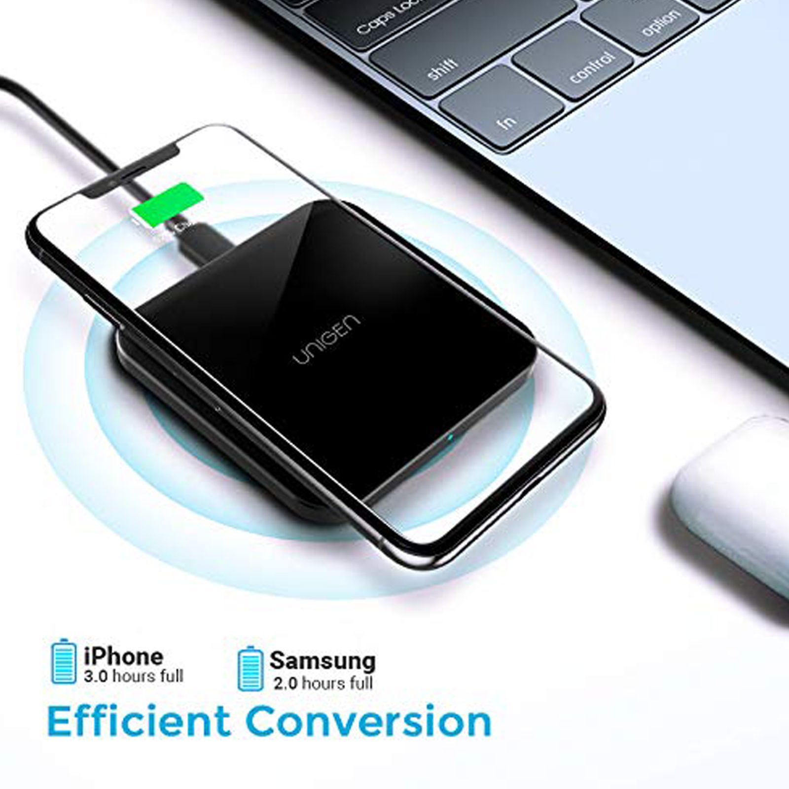 UNIGEN Unipad 150 15W Wireless Charging Pad for iPhone and Android (Explosion Proof Glass Shell, Black)_6