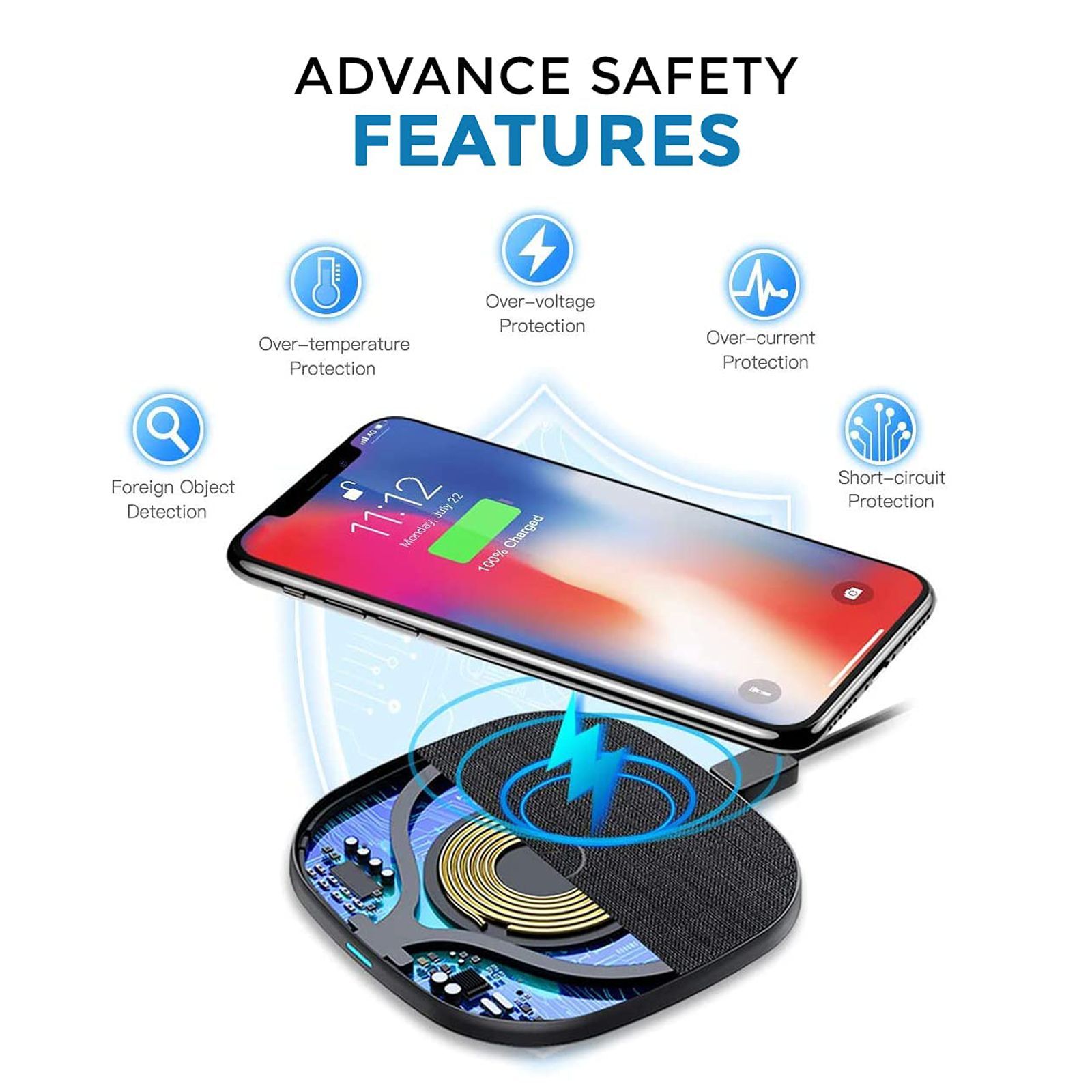 UNIGEN Unipad 10W Wireless Charging Pad for iPhone, Android and Truly Wireless Earbuds (Multiple Safety Protection, Black)_10