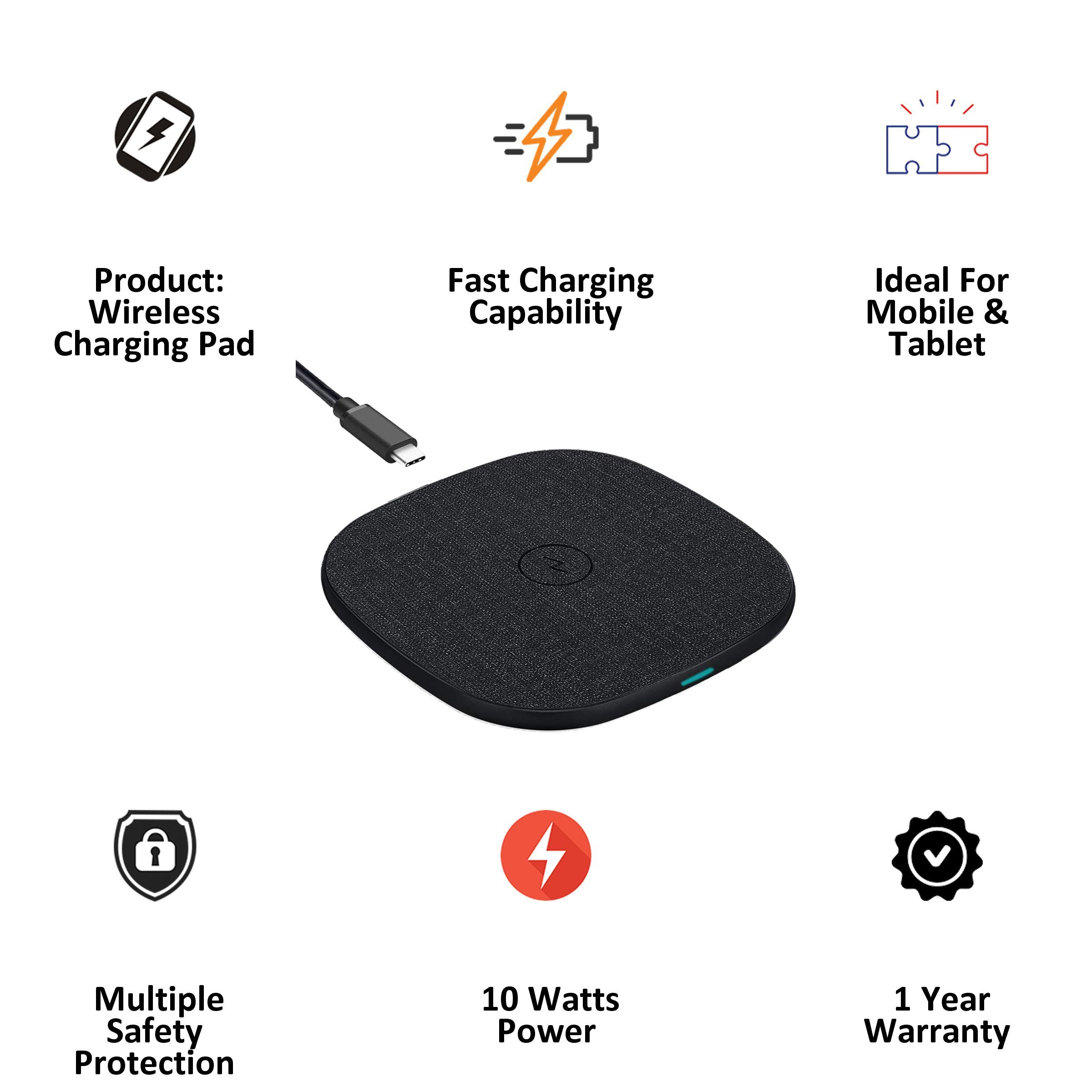 UNIGEN Unipad 10W Wireless Charging Pad for iPhone, Android and Truly Wireless Earbuds (Multiple Safety Protection, Black)_3
