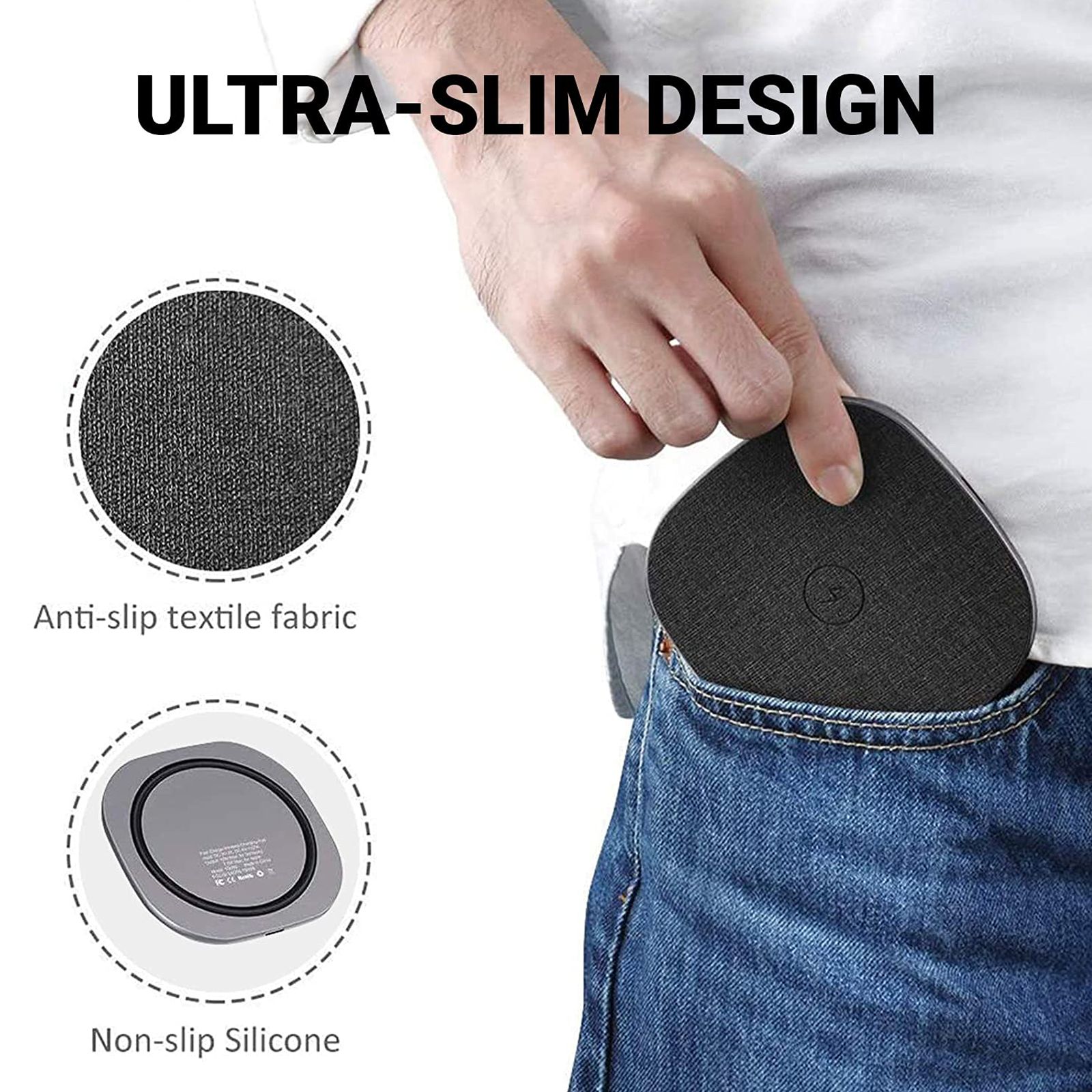 UNIGEN Unipad 10W Wireless Charging Pad for iPhone, Android and Truly Wireless Earbuds (Multiple Safety Protection, Black)_8