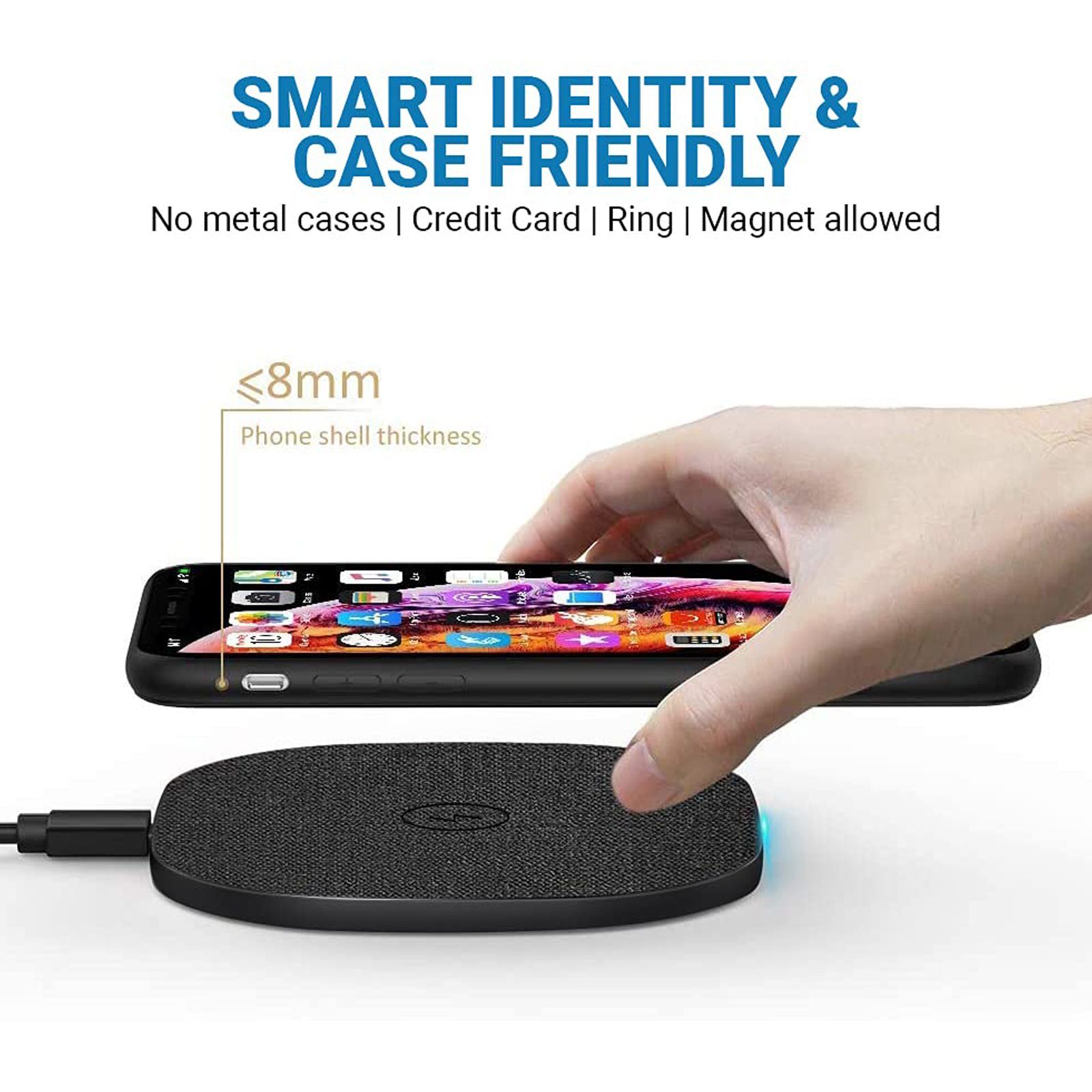 UNIGEN Unipad 10W Wireless Charging Pad for iPhone, Android and Truly Wireless Earbuds (Multiple Safety Protection, Black)_9