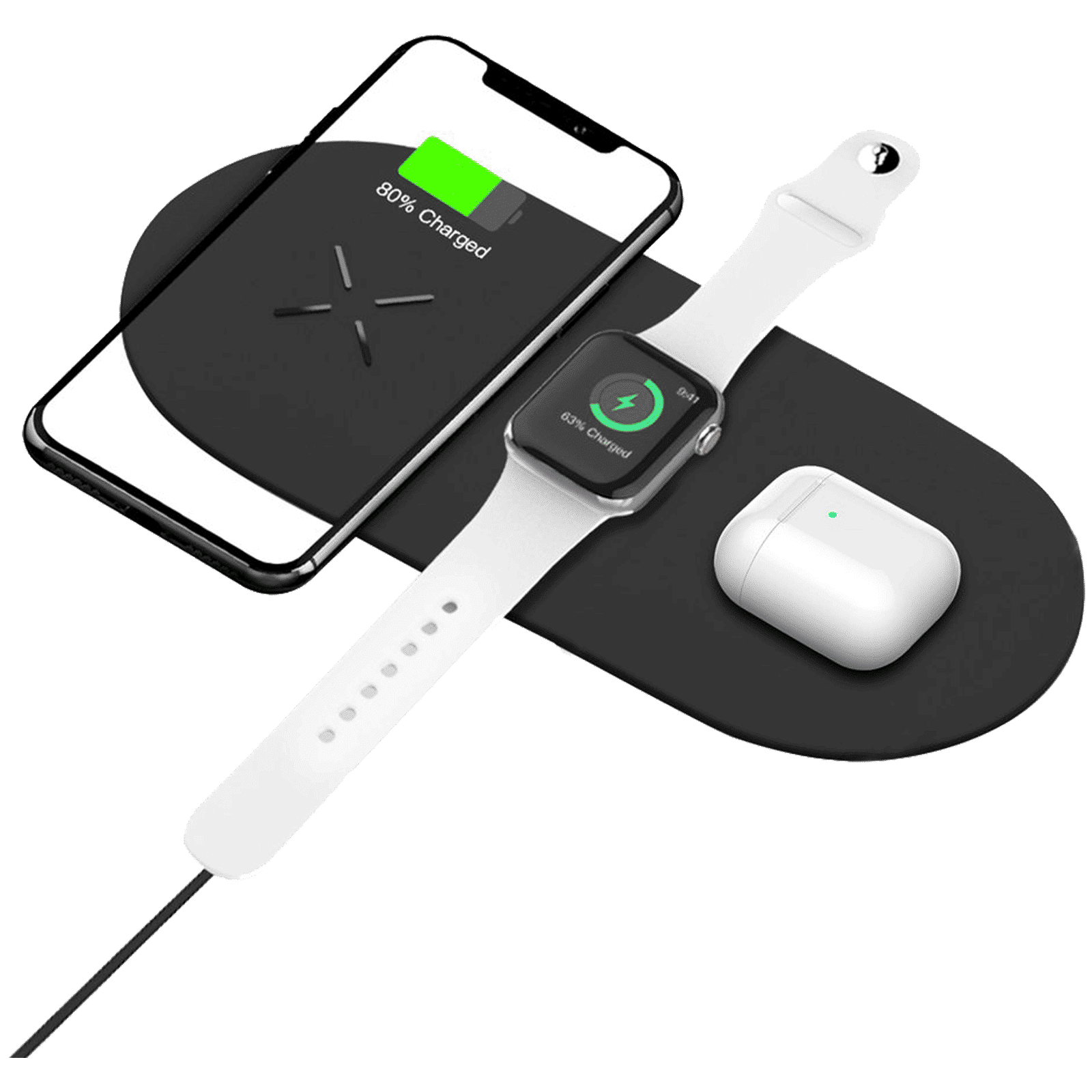 UNIGEN Unidock 300 15W 3-in-1 Wireless Charging Pad for iOS, Android, Apple Watch and AirPods (Qi Certified, Fast Charging, Black)_4