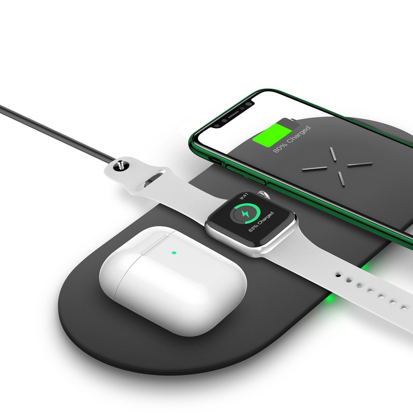 UNIGEN Unidock 300 15W 3-in-1 Wireless Charging Pad for iOS, Android, Apple Watch and AirPods (Qi Certified, Fast Charging, Black)_5