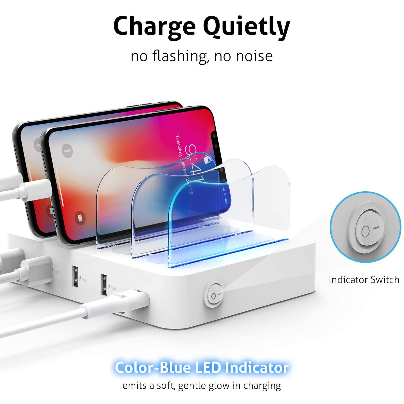 Soopii 22W Type A 4-Port Fast Charging Station (Type A to Type C, Type A to Micro USB & Type A to Lightning Cable, VoltageBoost Technology, White) Soopii 22W Type A 4-Port Fast Charging Station (Type A to Type C, Type A to Micro USB & Type A to Lightning Cable, VoltageBoost Technology, White)_5