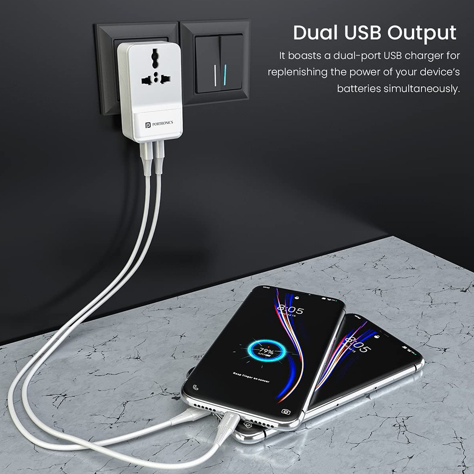 Portronics Adapto III Type A 2-Port Fast Charger (Adapter Only, Short-Circuit Protection, White) Portronics Adapto III Type A 2-Port Fast Charger (Adapter Only, Short-Circuit Protection, White)_5