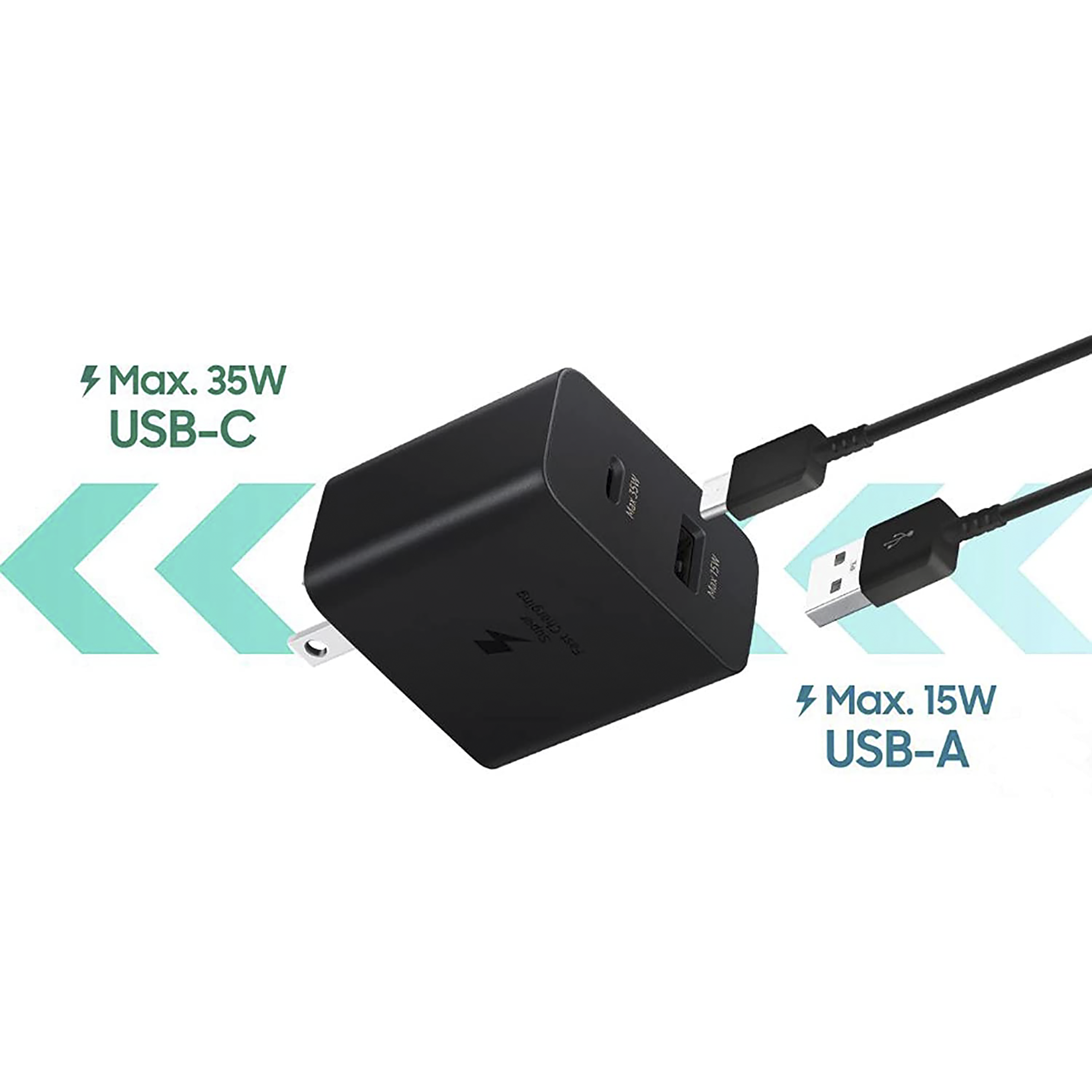 SAMSUNG Duo TA220 35W Type A & Type C 2-Port Fast Charger (Adapter Only, Support PD 3.0 PPS, Black)_5