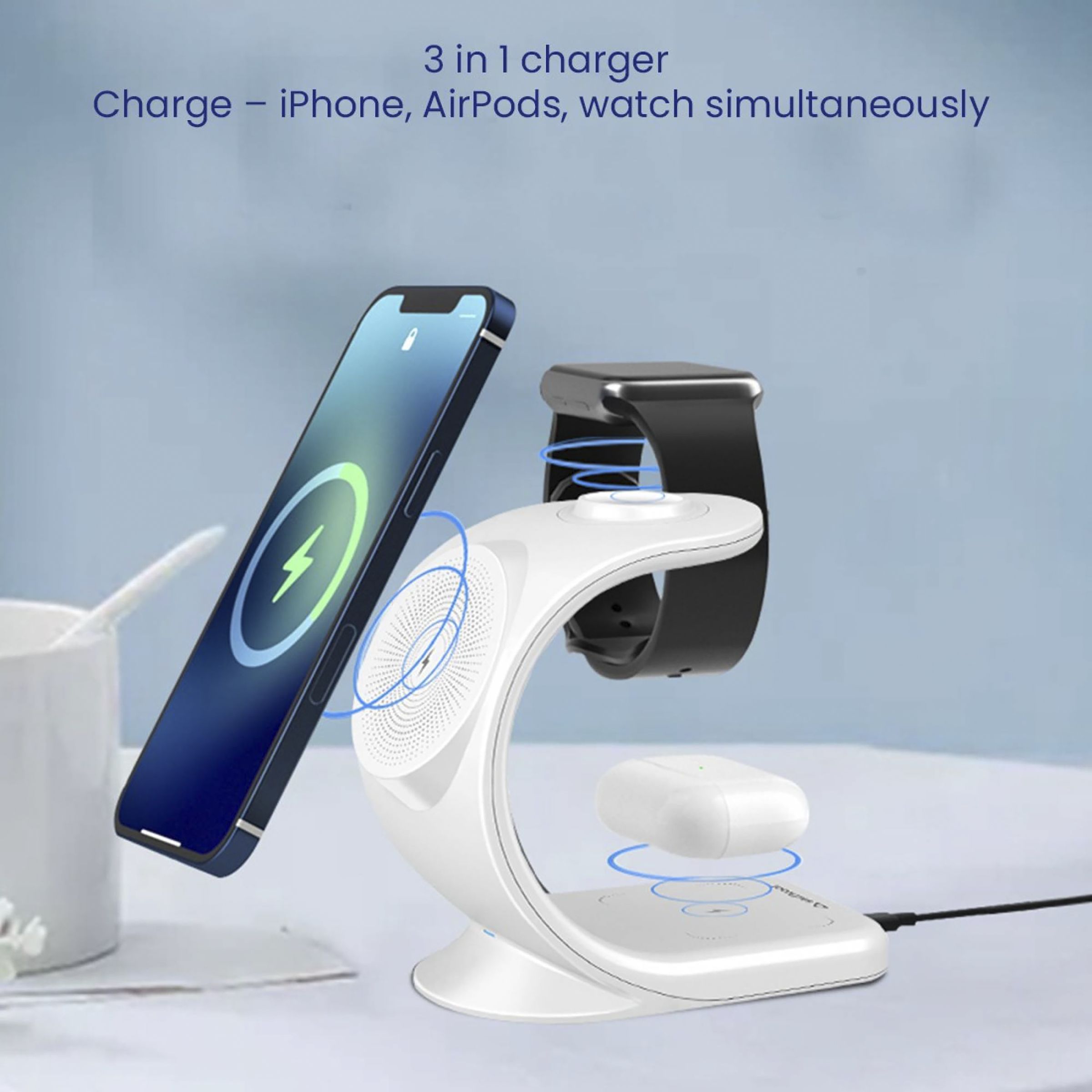 Stuffcool 18W 3-in-1 Wireless Charger for iOS, Android, Earbuds (Qi Compatible, White) Stuffcool 18W 3-in-1 Wireless Charger for iOS, Android, Earbuds (Qi Compatible, White)_7