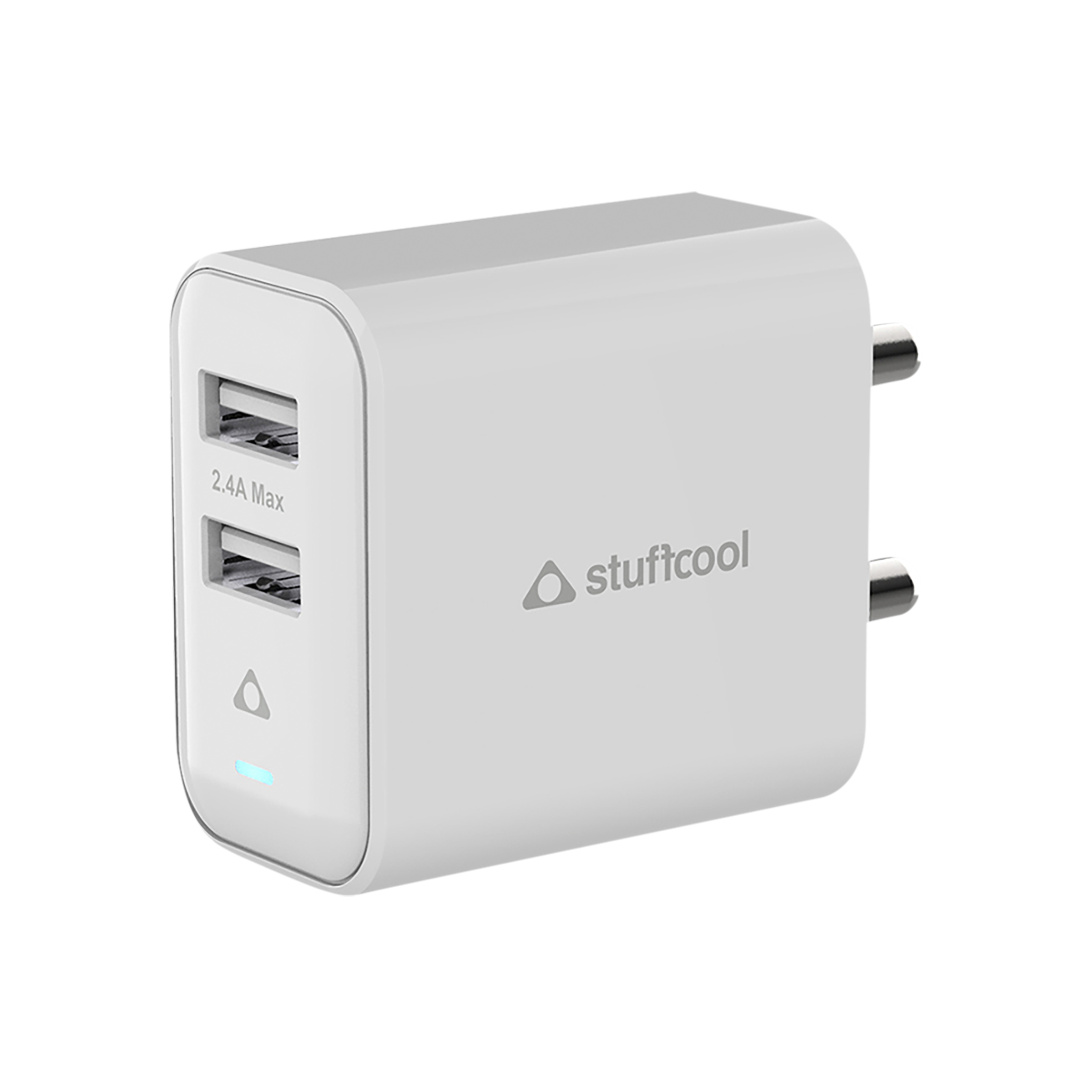 Stuffcool Flow Type A 2-Port Fast Charger (Type A to Type C Cable, Auto Detect Smart IC, White) Stuffcool Flow Type A 2-Port Fast Charger (Type A to Type C Cable, Auto Detect Smart IC, White)_4