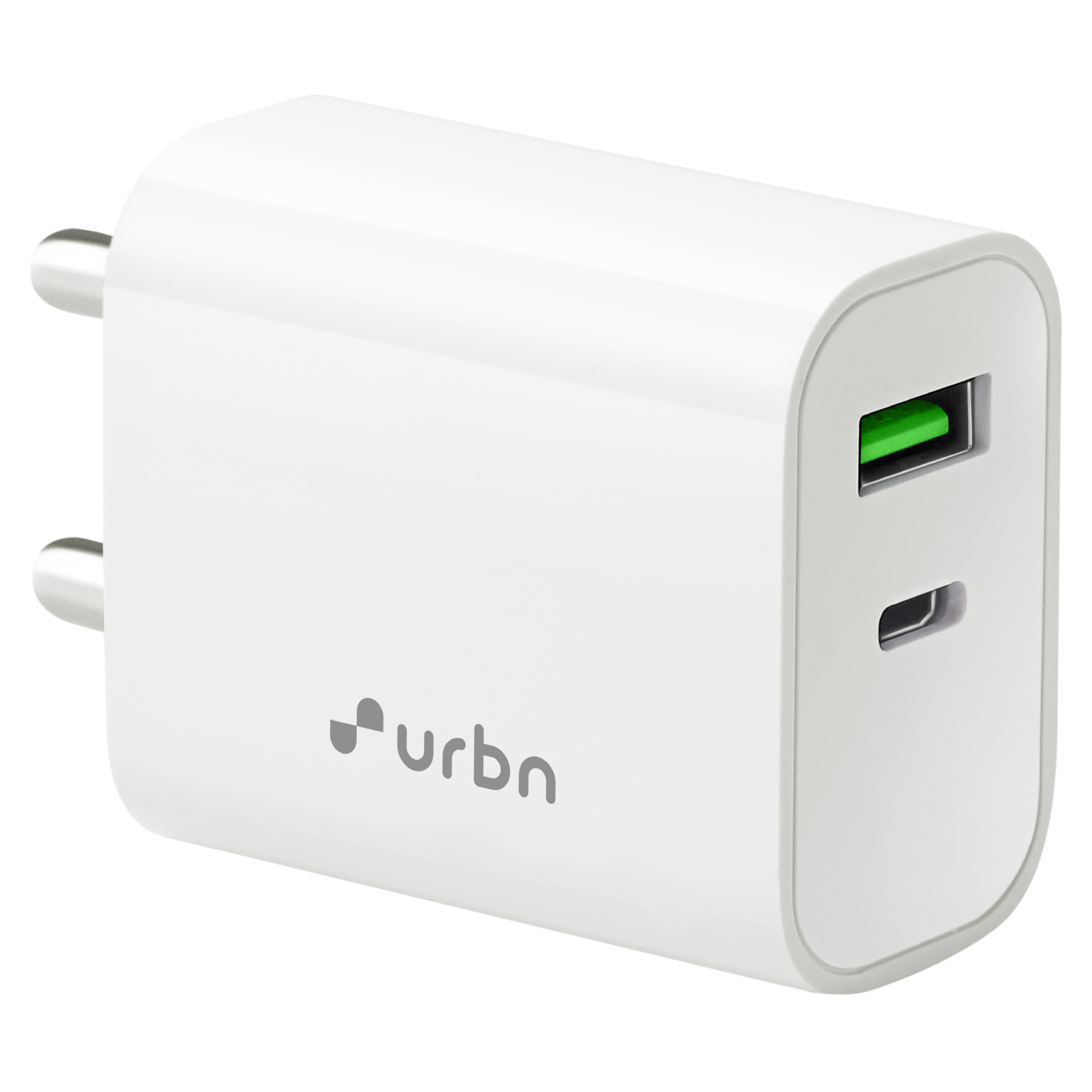 urbn 20W Type A & Type C 2-Port Fast Charger (Adapter Only, 4 Level of Protection, White)_1