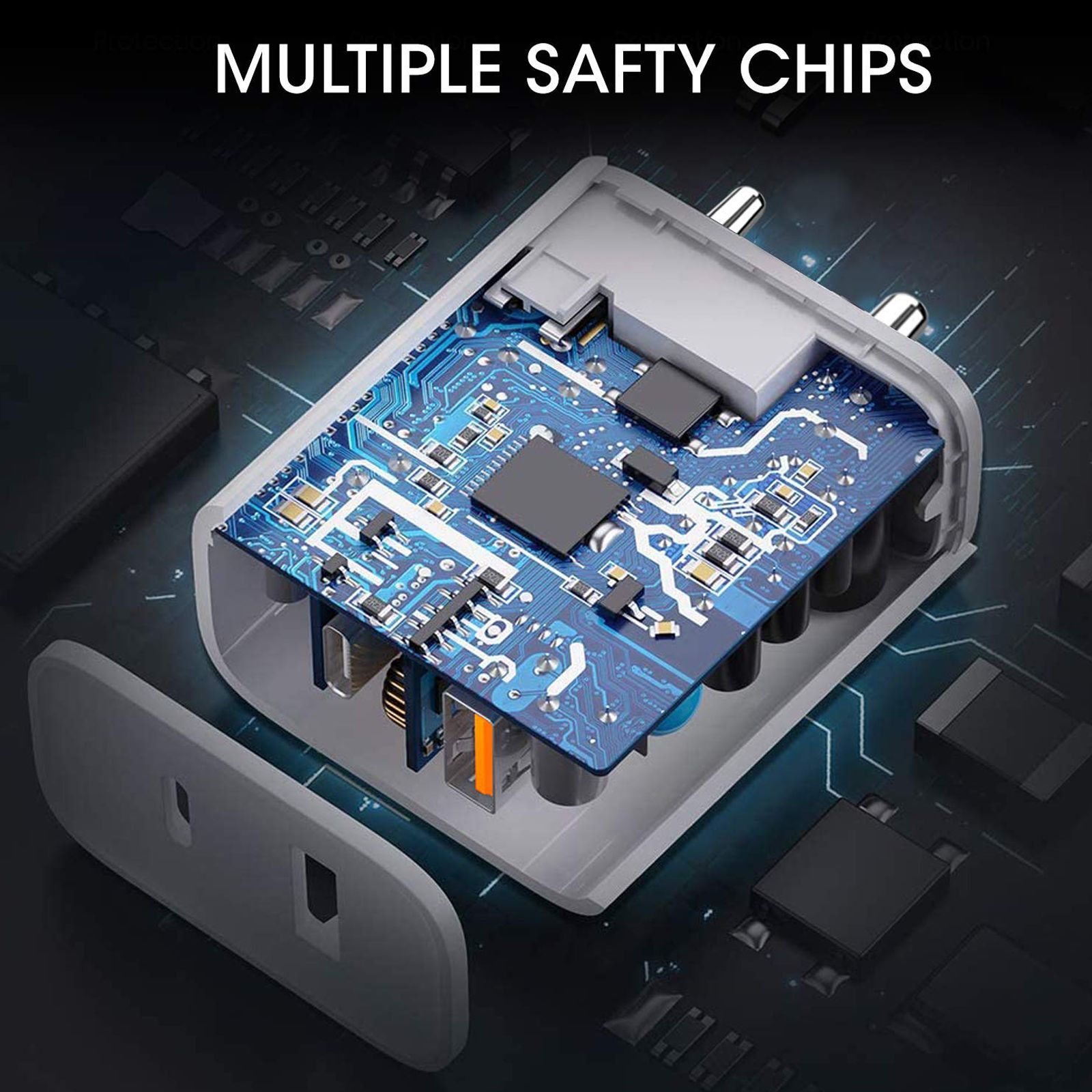 POWERUP 20W Type A & Type C 2-Port Fast Charger (Adapter Only, Multiple Safety Protection, White)_5