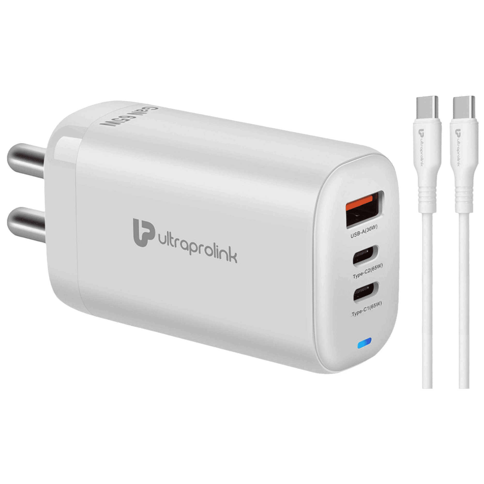 UltraProlink Boost GaN 65W Type A & Type C 3-Port Fast Charger (Type C to Type C Cable, Multi-Layer Protection, White) UltraProlink Boost GaN 65W Type A & Type C 3-Port Fast Charger (Type C to Type C Cable, Multi-Layer Protection, White)_1
