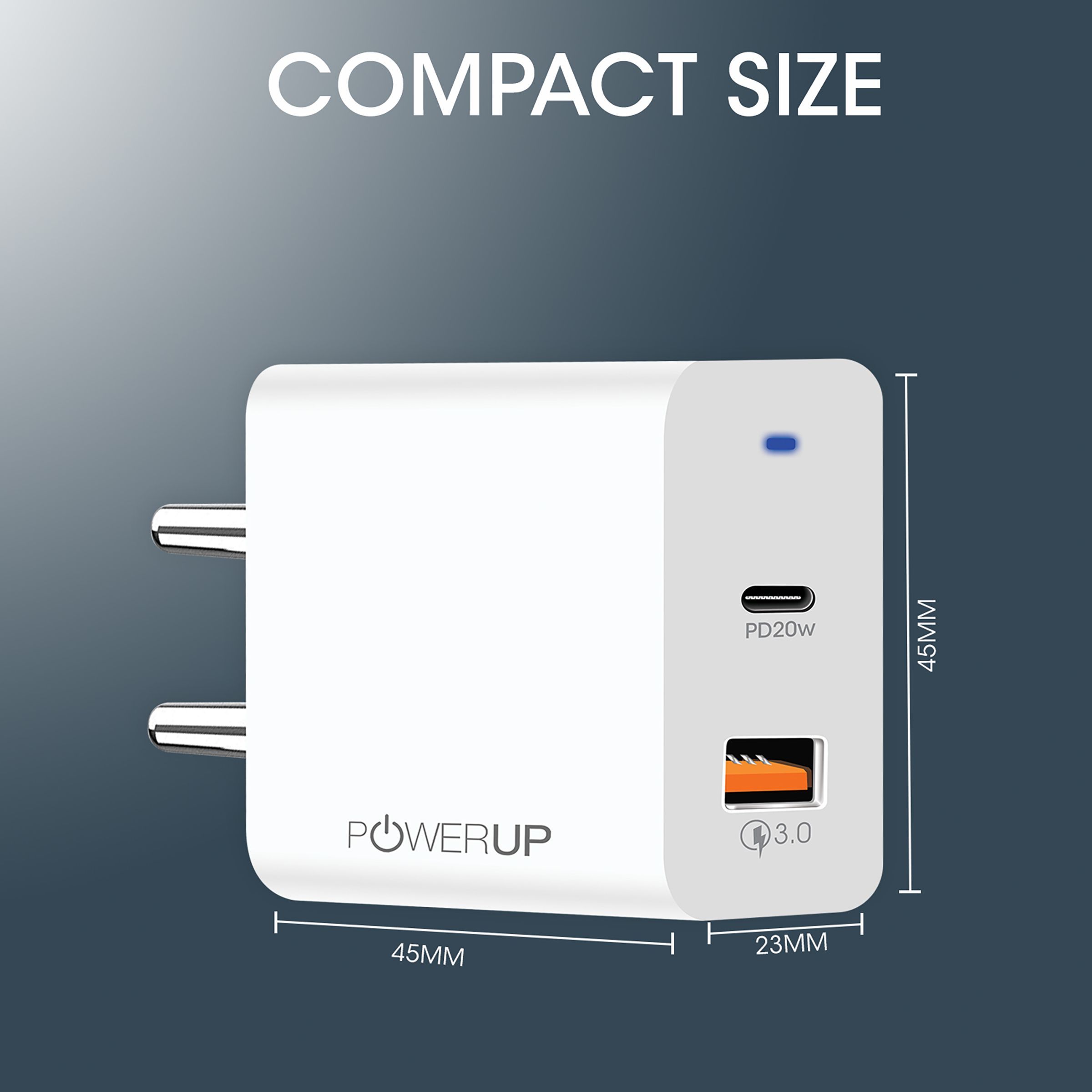 POWERUP 20W Type A & Type C 2-Port Fast Charger (Type C & Lightning Cable, Short-Circuit Protection, White) POWERUP 20W Type A & Type C 2-Port Fast Charger (Type C & Lightning Cable, Short-Circuit Protection, White)_6