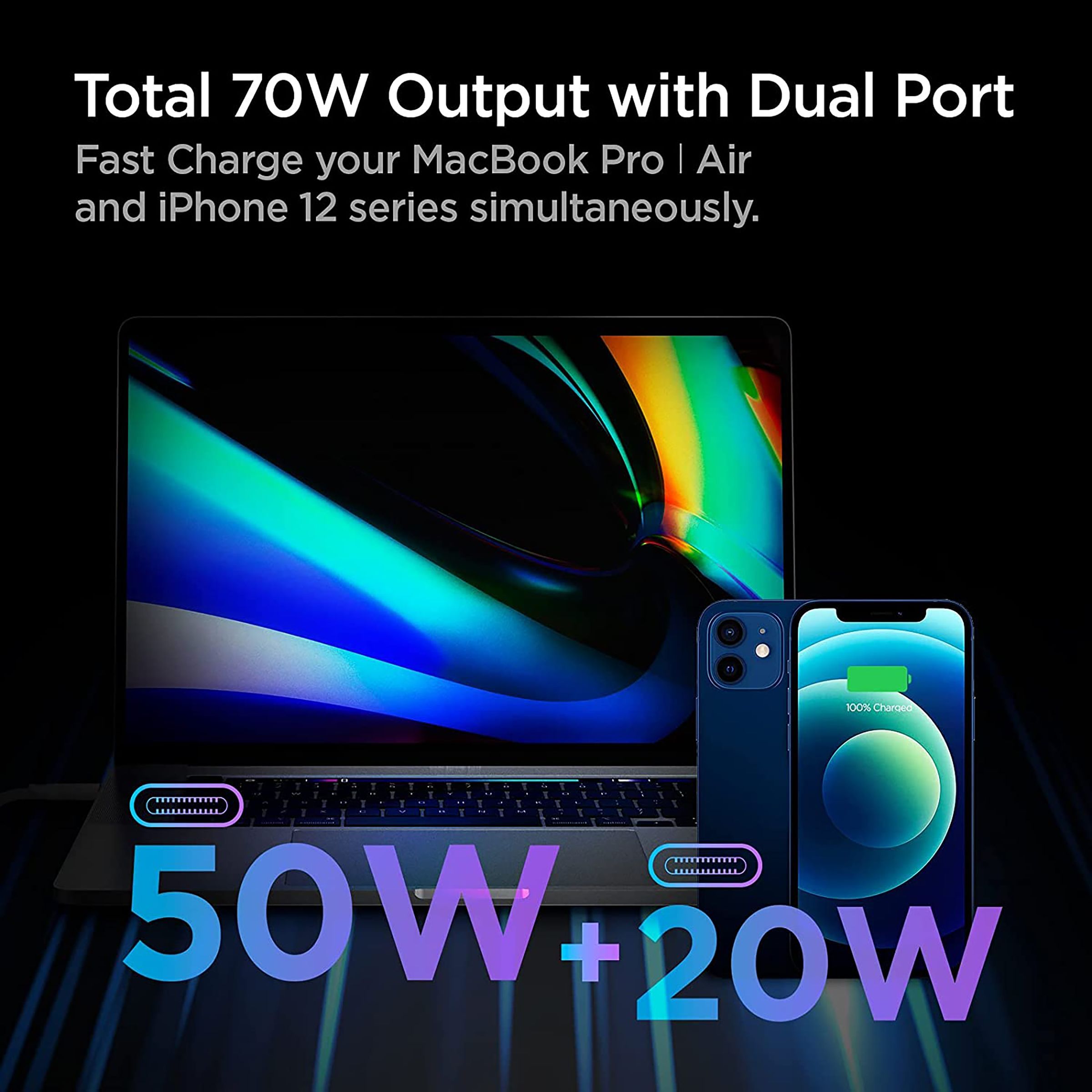 Spigen PE2007 70W Type C 2-Port Fast Charger (Adapter Only, Intelligent Qualcomm QC 3.0 Chip, White) Spigen PE2007 70W Type C 2-Port Fast Charger (Adapter Only, Intelligent Qualcomm QC 3.0 Chip, White)_4