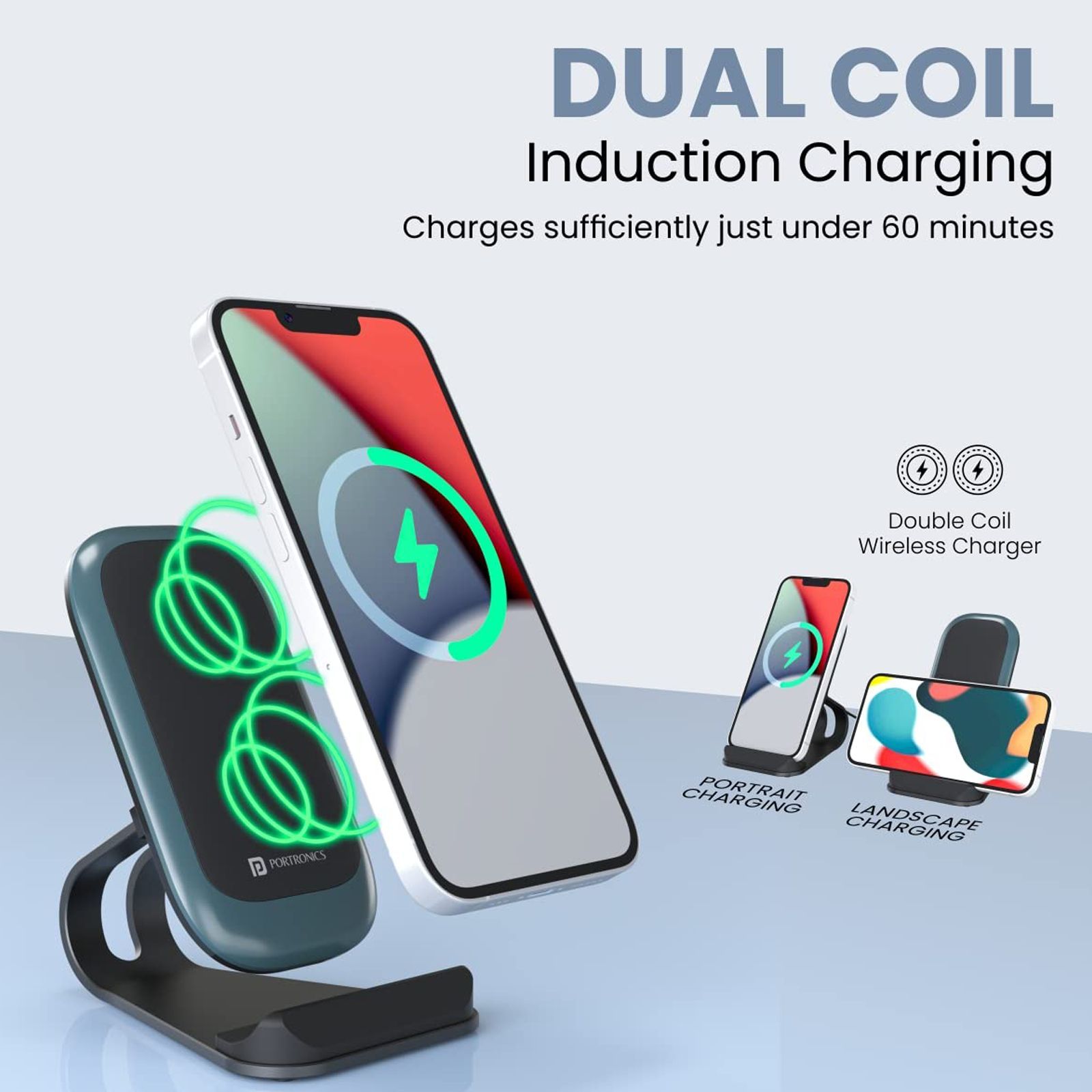 Portronics Freedom 15W Wireless Charger for iPhone 11, 12, 13, Samsung Galaxy Z Fold 2, S20 FE, S6 Edge (Qi Compatible, Black)_7