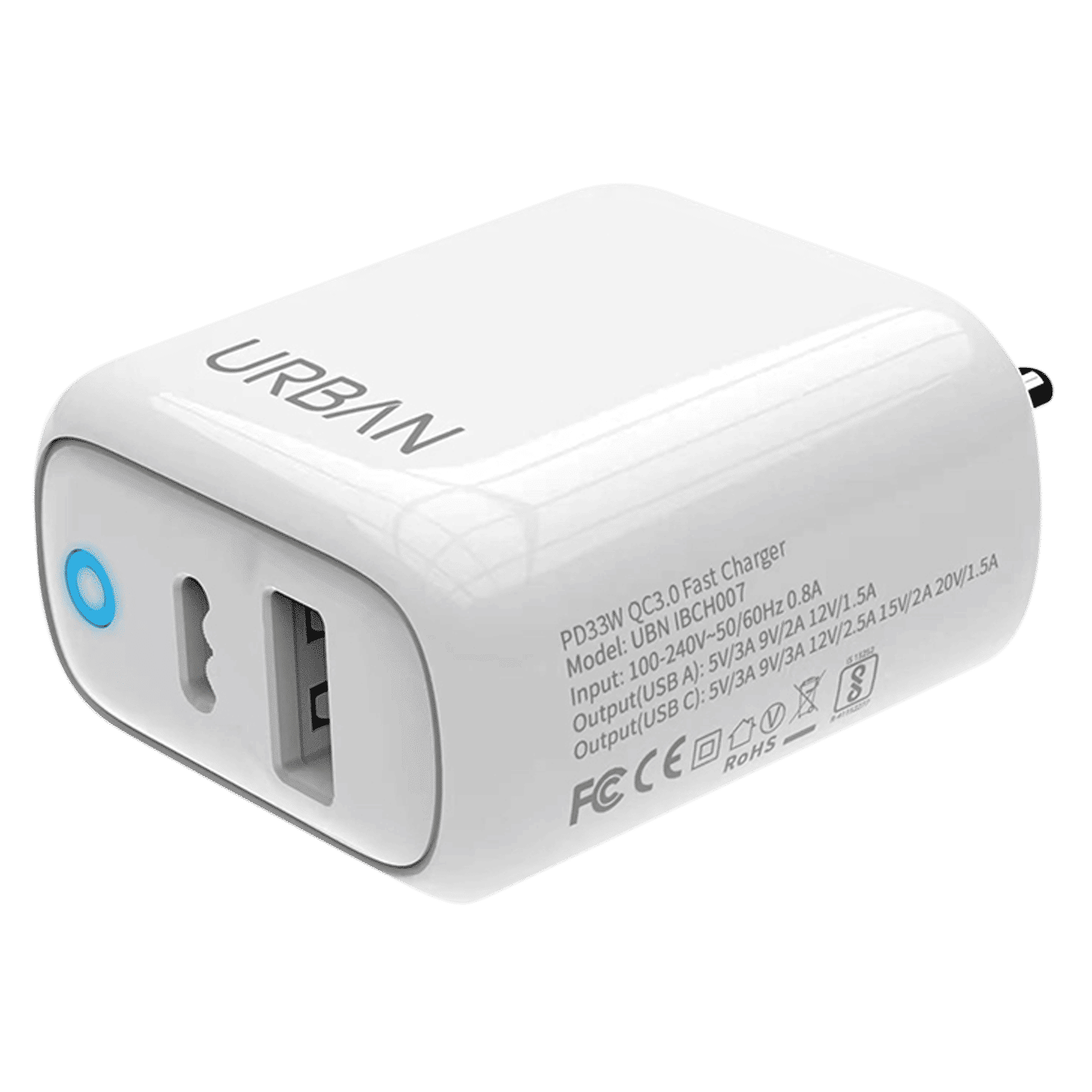 Inbase Urban Sprint 33W Type A & Type C 2-Port Fast Charger (Adapter Only, 9 Layers of Protection, White)_3