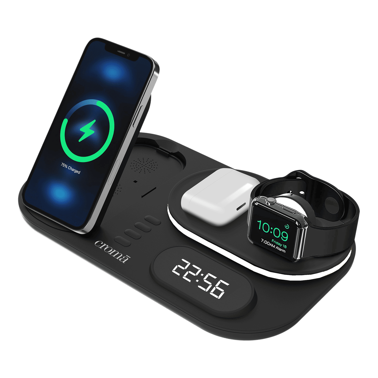 Croma 15W 4-in-1 Wireless Charger for iPhone 14, 14 Pro, 15, 15 Pro iWatch 4, 5, 6, 7, 8 & AirPods 2, Pro, 3 (Multi-Layer Protection, Black) Croma 15W 4-in-1 Wireless Charger for iPhone 14, 14 Pro, 15, 15 Pro iWatch 4, 5, 6, 7, 8 & AirPods 2, Pro, 3 (Multi-Layer Protection, Black)_3