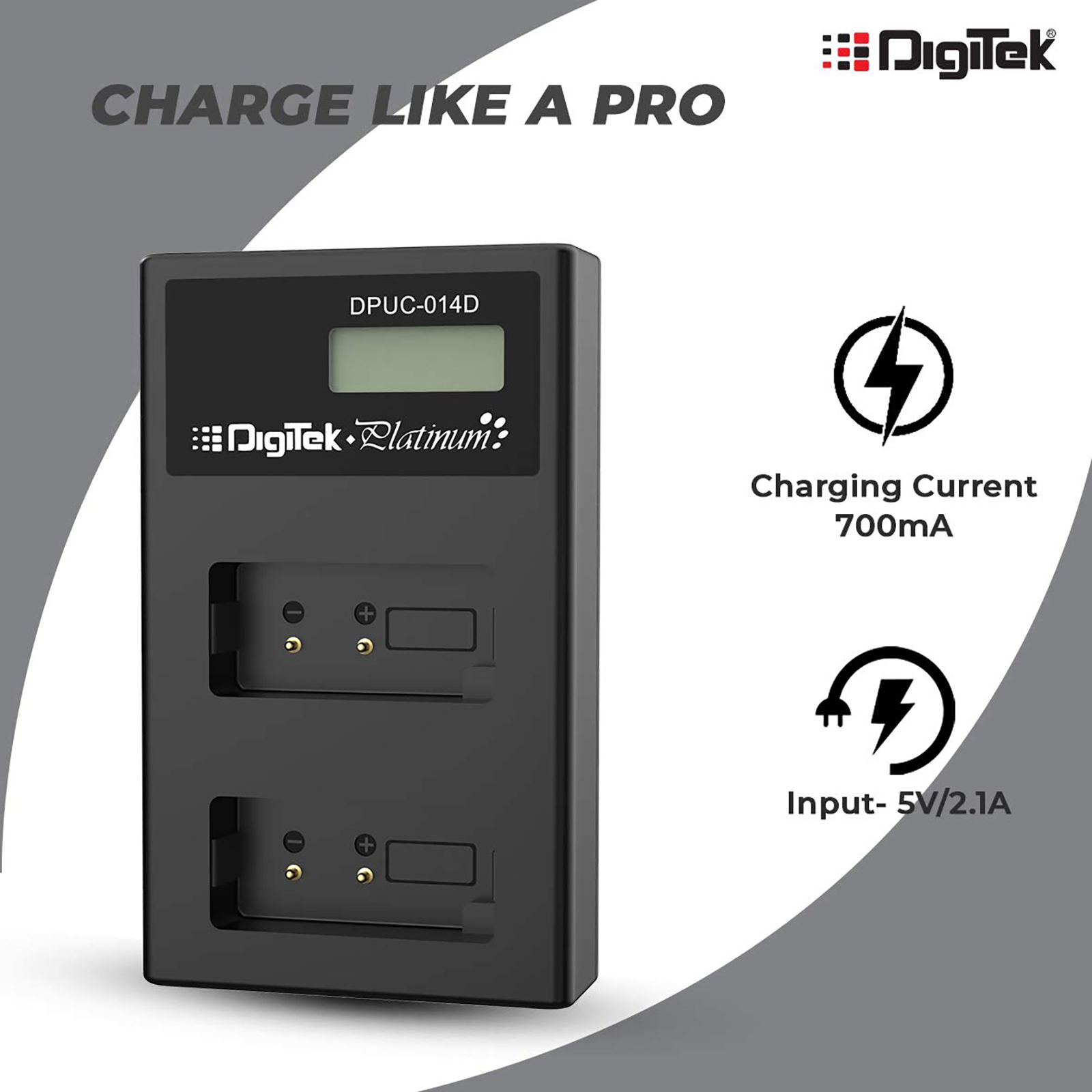 DigiTek Platinum DPUC 014D (LCD MU) Fast Camera Battery Charger for FW50 (2-Ports, Over Voltage Protection)_6