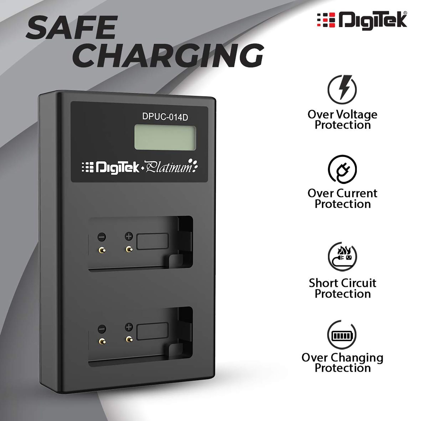 DigiTek Platinum DPUC 014D (LCD MU) Fast Camera Battery Charger for FW50 (2-Ports, Over Voltage Protection)_2