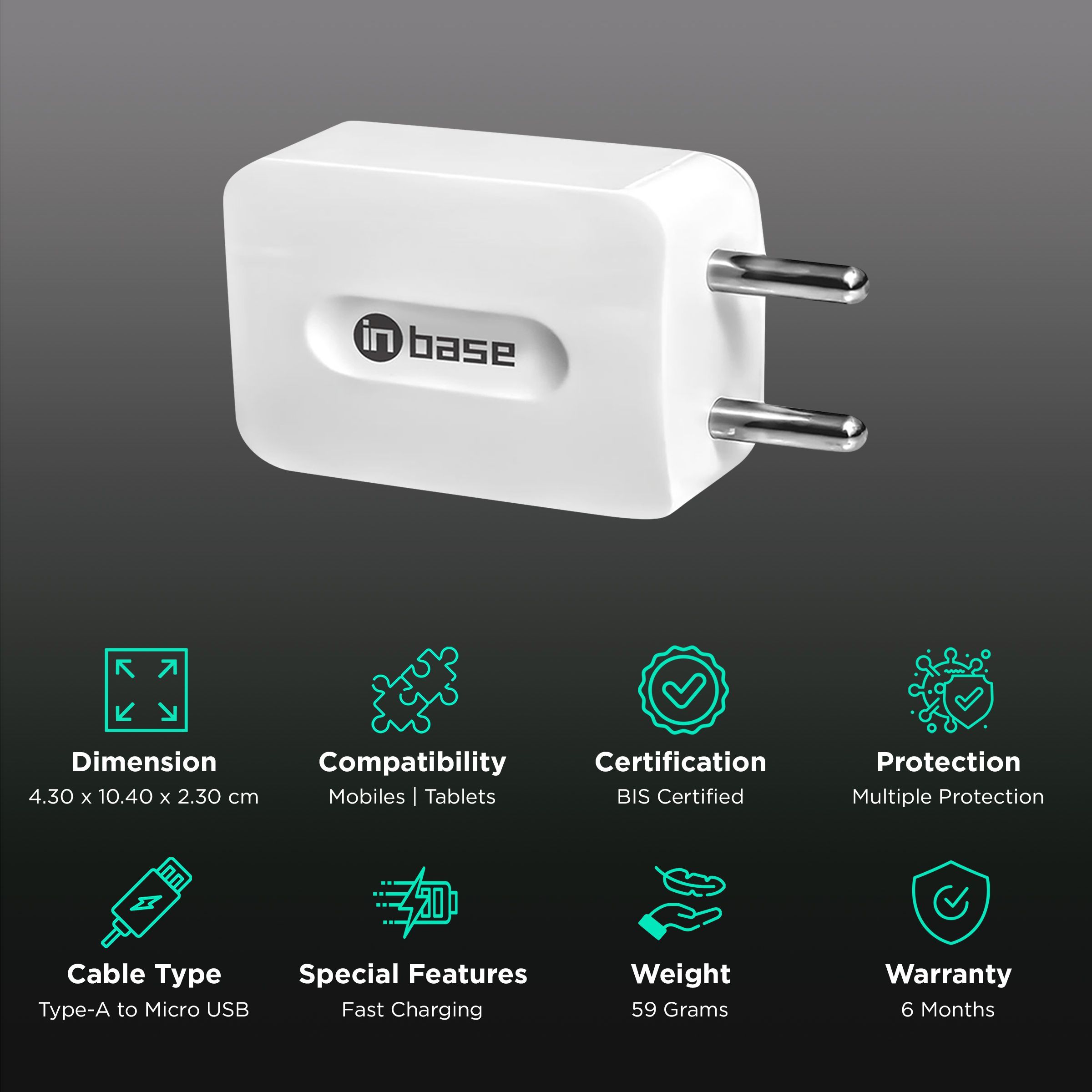 Inbase Type A 2-Port Fast Charger (Type A to Micro USB Cable, Multiple Protection, White) Inbase Type A 2-Port Fast Charger (Type A to Micro USB Cable, Multiple Protection, White)_2