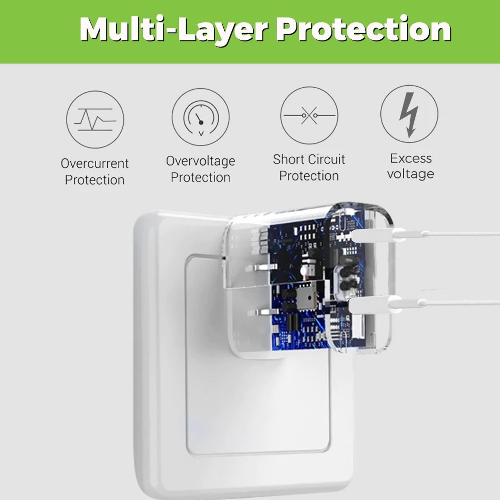 UltraProlink Boost 22.5W Type A & Type C 2-Port Fast Charger (Adapter Only, Multi Layer Protection, White)_5