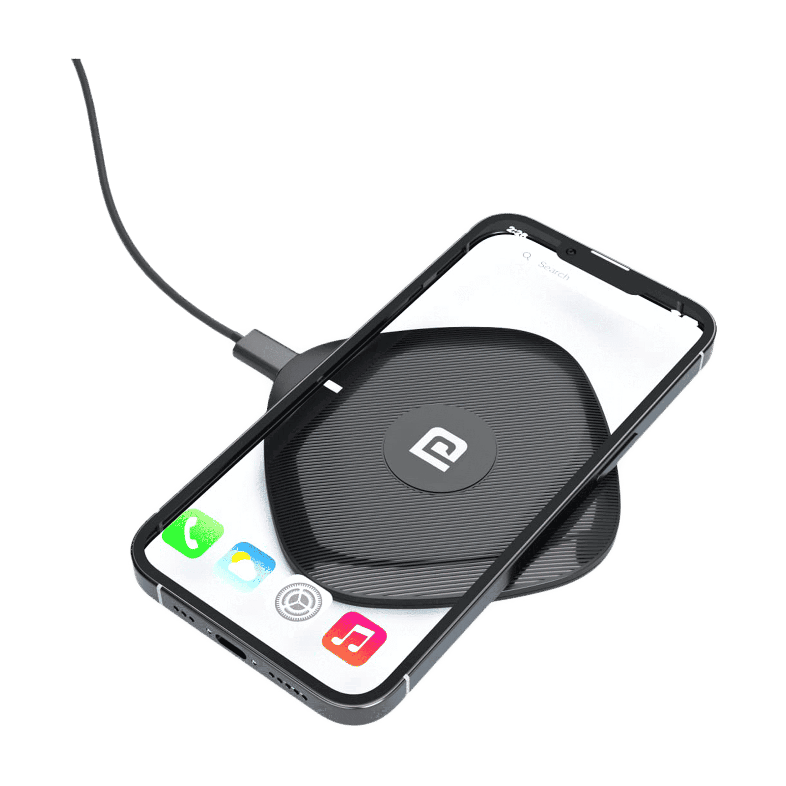 Portronics Freedom One 15W Wireless Charger for iPhone 11, 12, 13 Series/SAMSUNG Galaxy Z Fold 2, S20 FE, S6 Edge (Qi Compatible, Black)_3