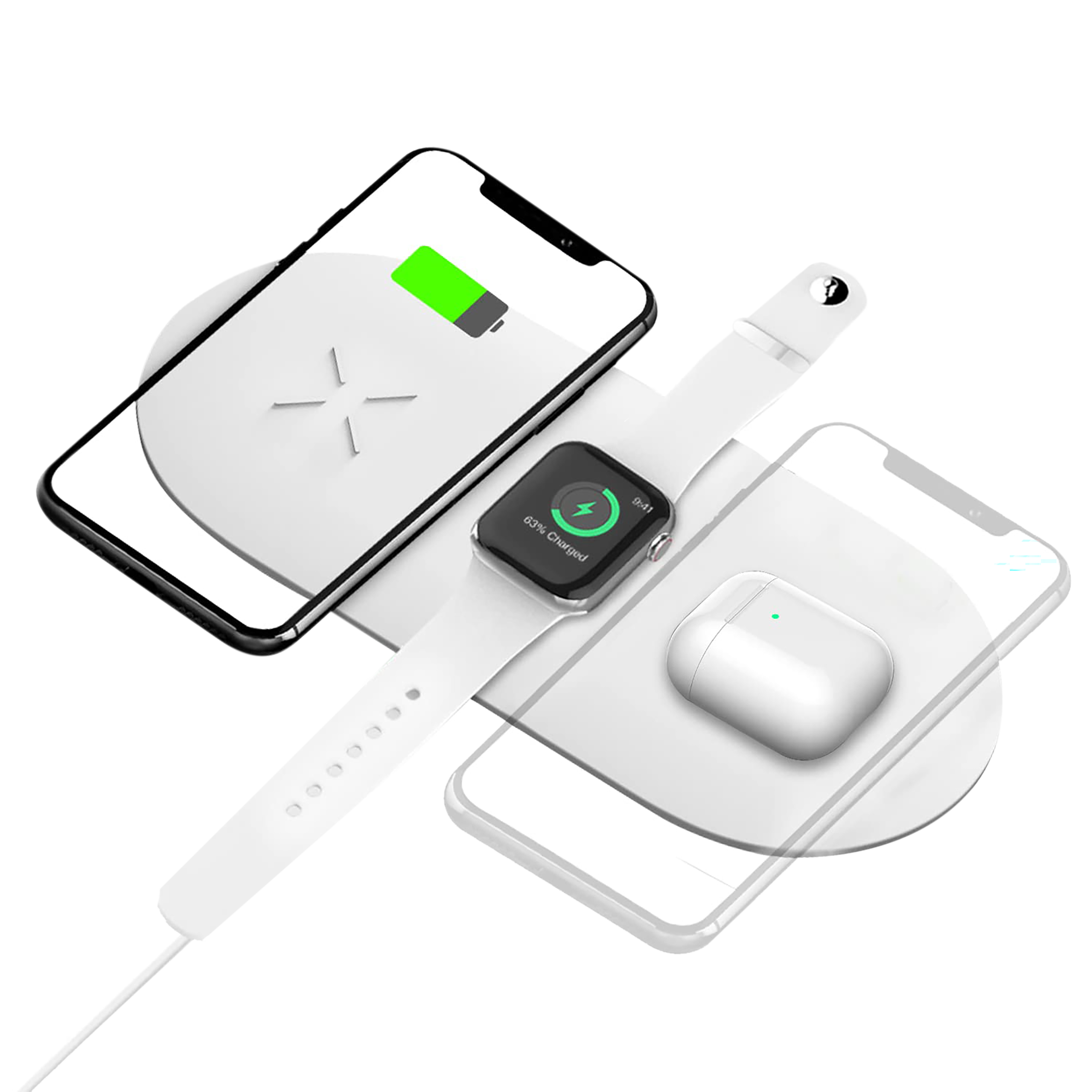 Unigen Unidock 300 15W 3-in-1 Wireless Charger for iPhone 13, 12, 11, XS, X, 8 Series/Android/iWatch 1, 2, 3, 4, 5, 6, 7, SE & AirPods (Qi Compatible, White)_1