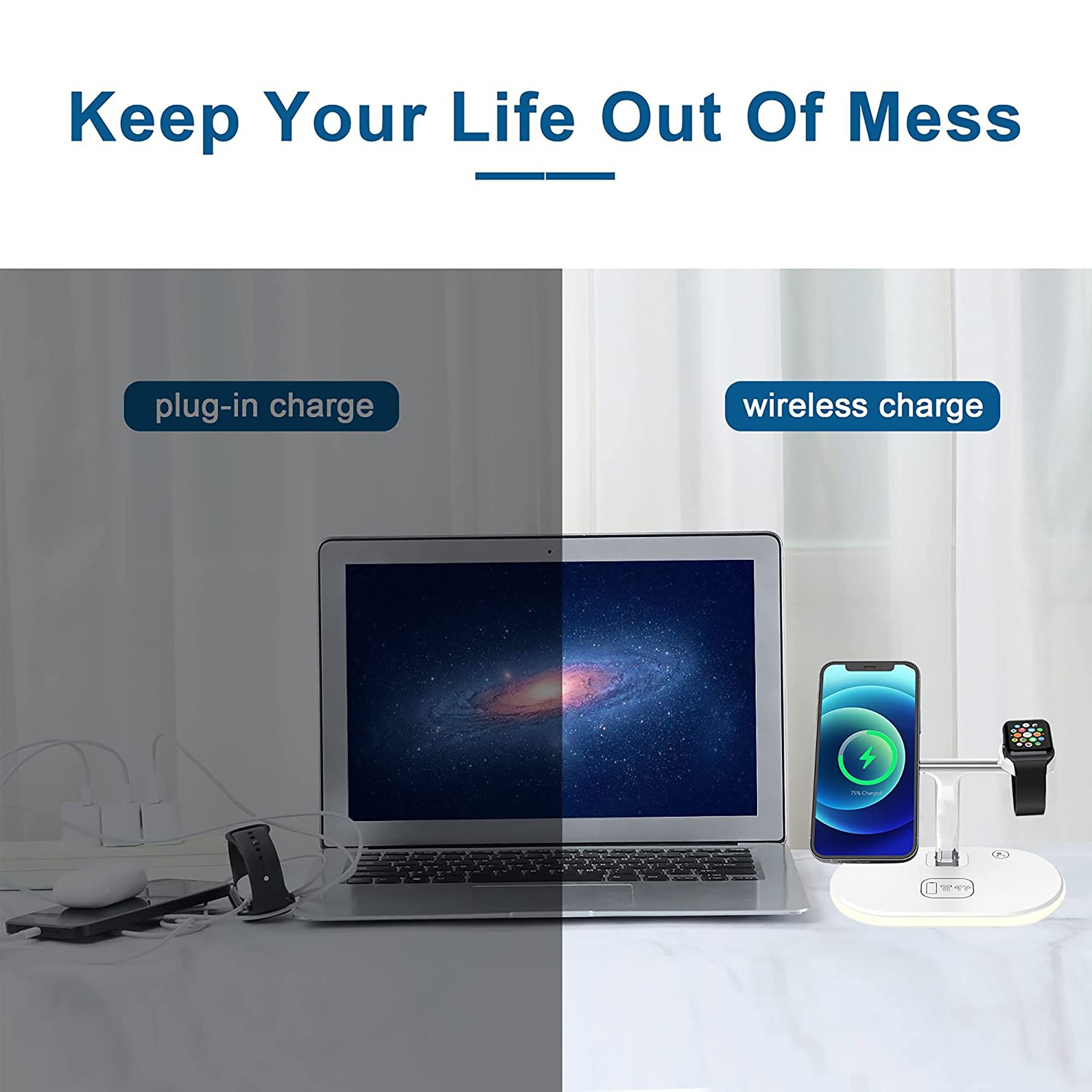 Unigen Magtec 300 15W 3-in-1 Wireless Charger for iPhone 14, 13, 13 Pro, 13 Pro Max, 12, 12 Pro, 12 Mini, 12 Pro Max/iWatch 2, 3, 4, 5, 6, 7, 8 & AirPods (Qi Compatible, White)_3