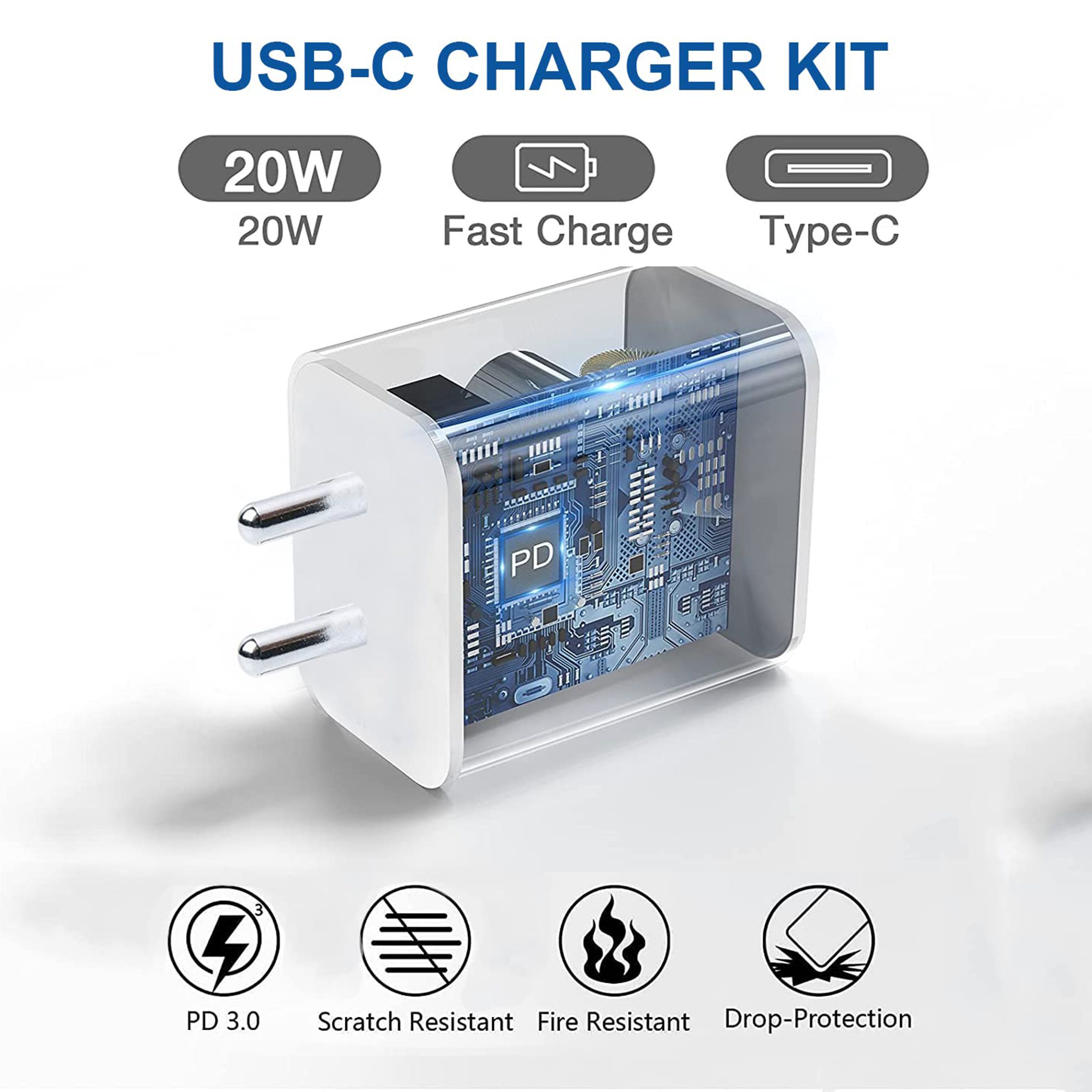 Unigen 20W Type C Fast Charger (Adapter Only, Safe & Intelligent Protection, White)_5