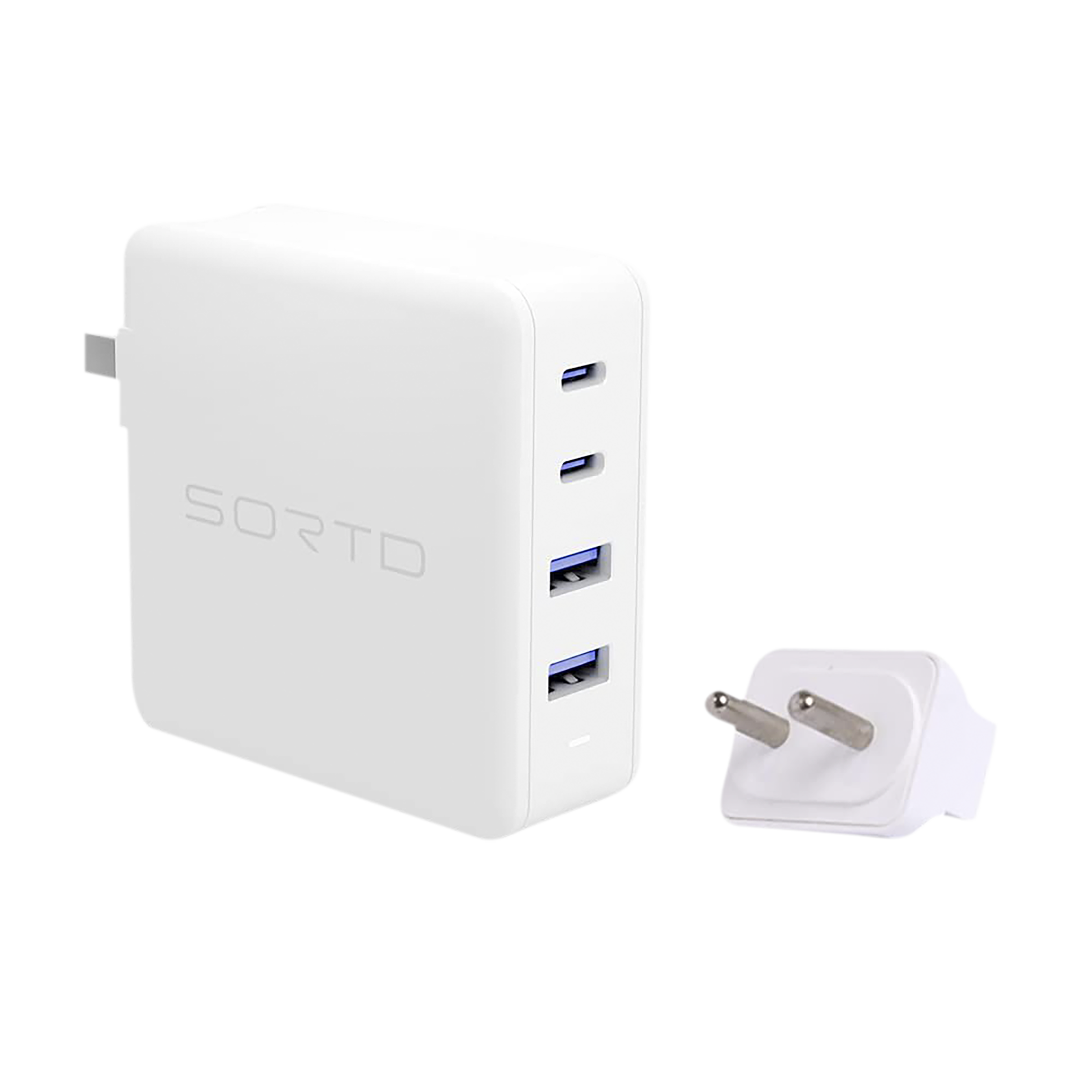 Sortd GaN 100W Type A & Type C 4-Port Fast Charger (Adapter Only, 13 Safety Protection, White)_3