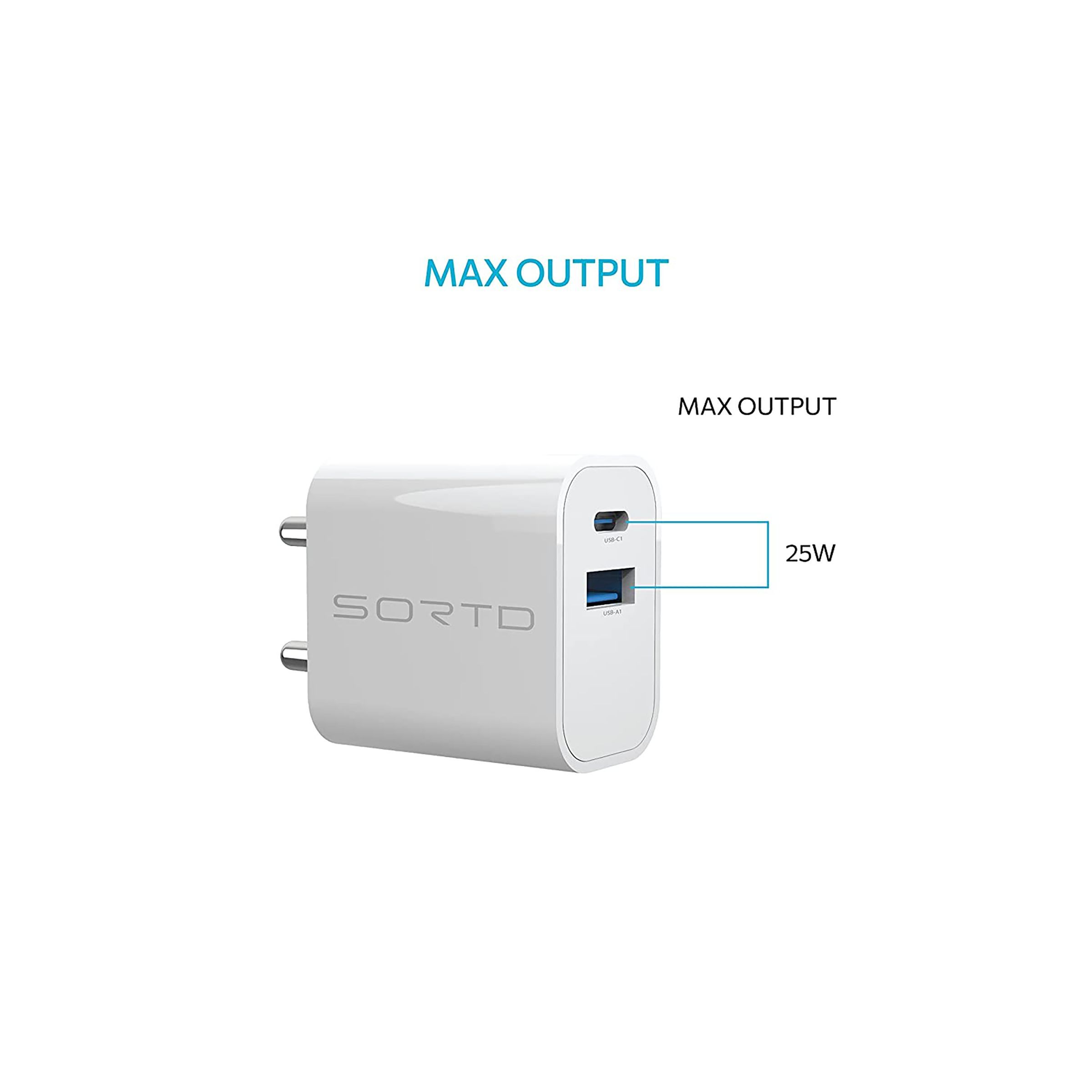 Sortd GaN 33W Type A & Type C 2-Port Fast Charger (Adapter Only, Intelligent Power Distribution, White) Sortd GaN 33W Type A & Type C 2-Port Fast Charger (Adapter Only, Intelligent Power Distribution, White)_6