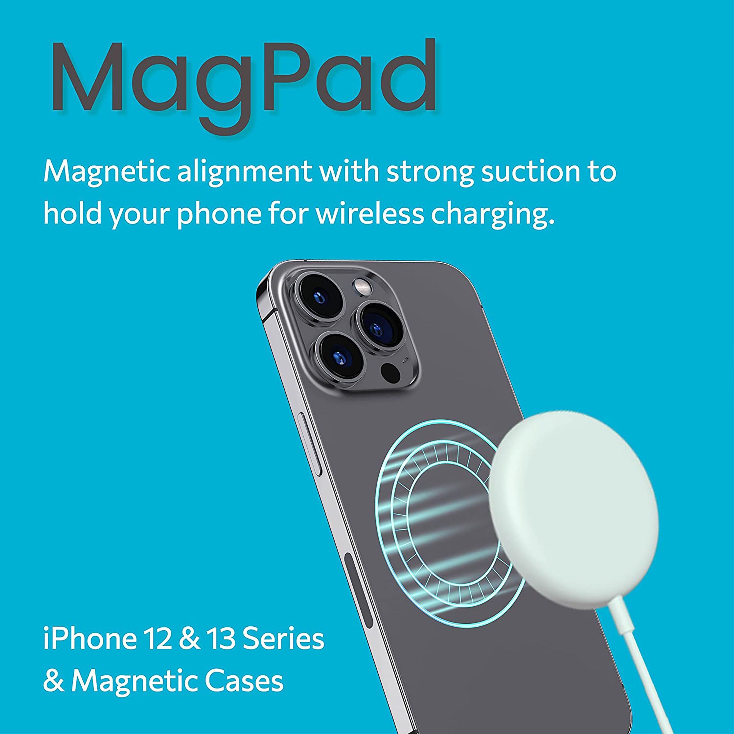 Sortd MagPad 15W Wireless Charger for iPhone 12, 13 Series (Qi Compatible, White)_8