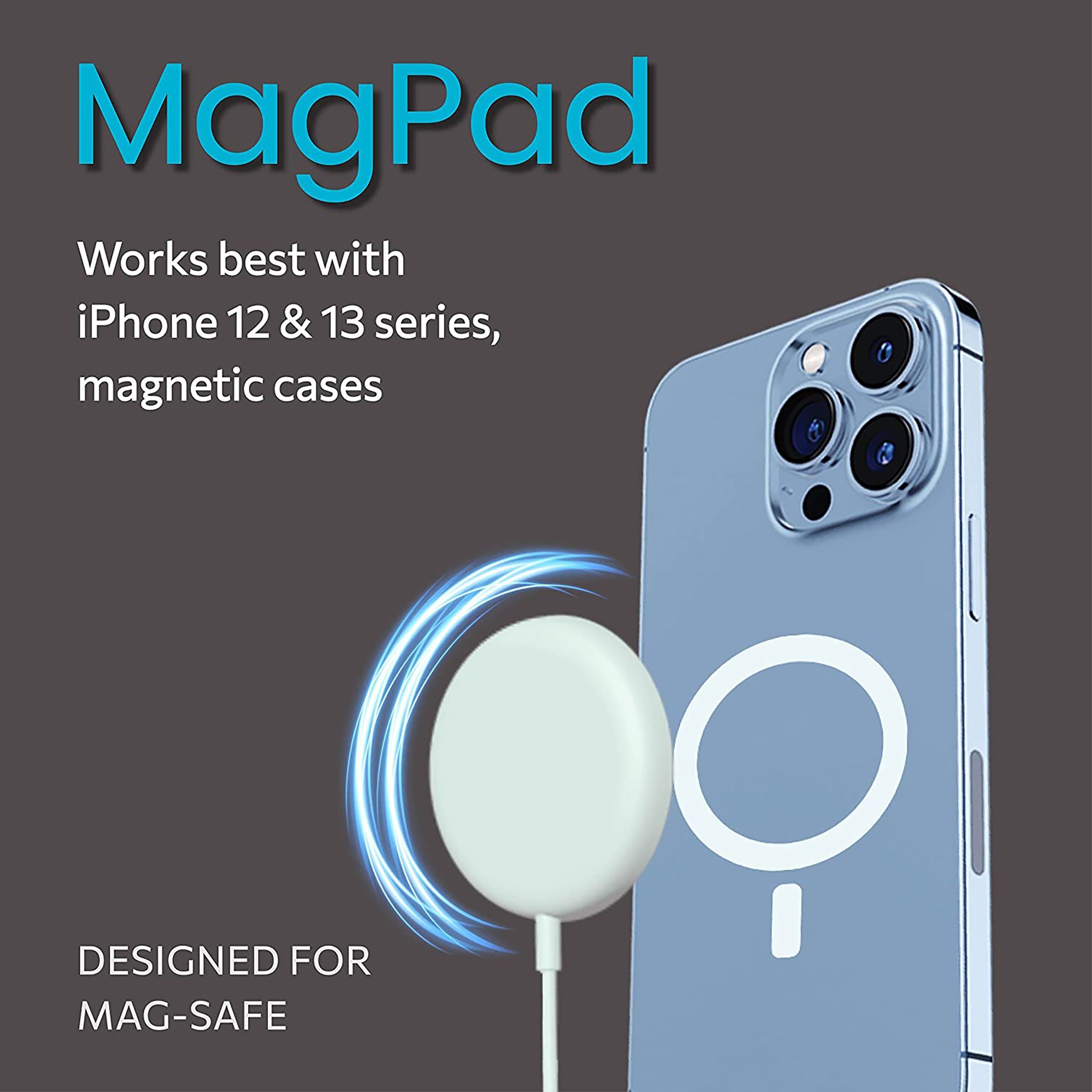 Sortd MagPad 15W Wireless Charger for iPhone 12, 13 Series (Qi Compatible, White)_4