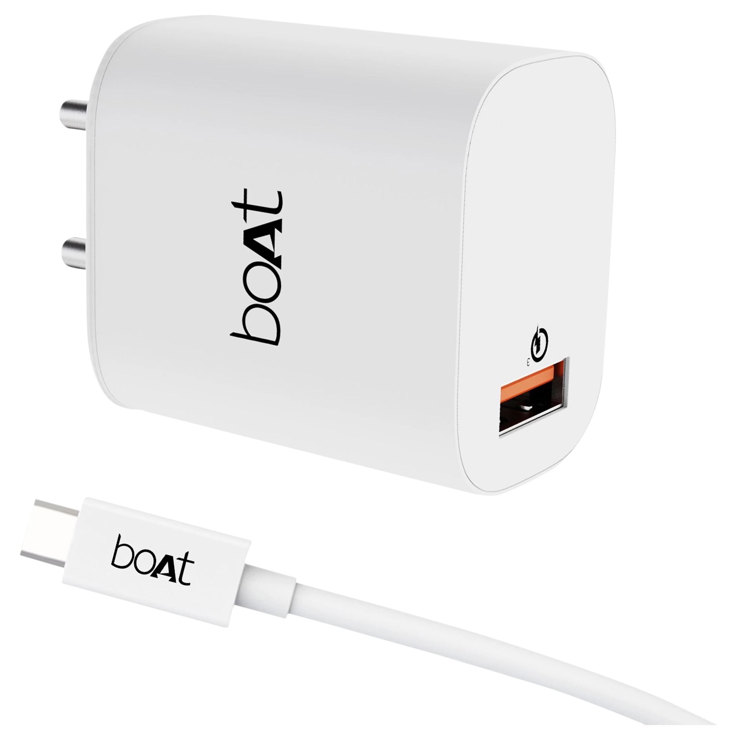 boAt WCD 18W Type A Fast Charger (Type A to Type C Cable, Smart IC Protection, White)_1