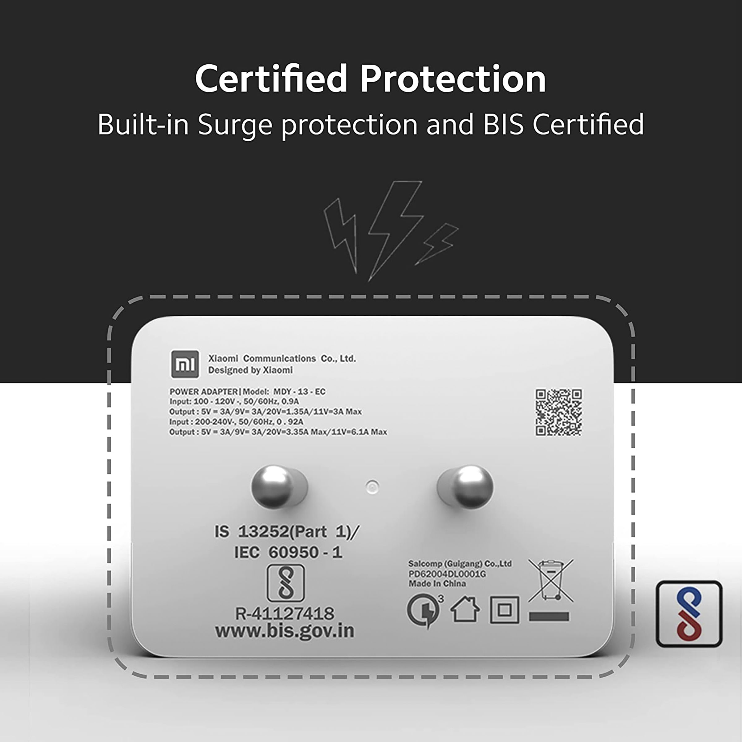 Mi SonicCharge 3. Combo 67W Type A Fast Charger (Type A to Type C Cable, Quick Charge 3., White)_9