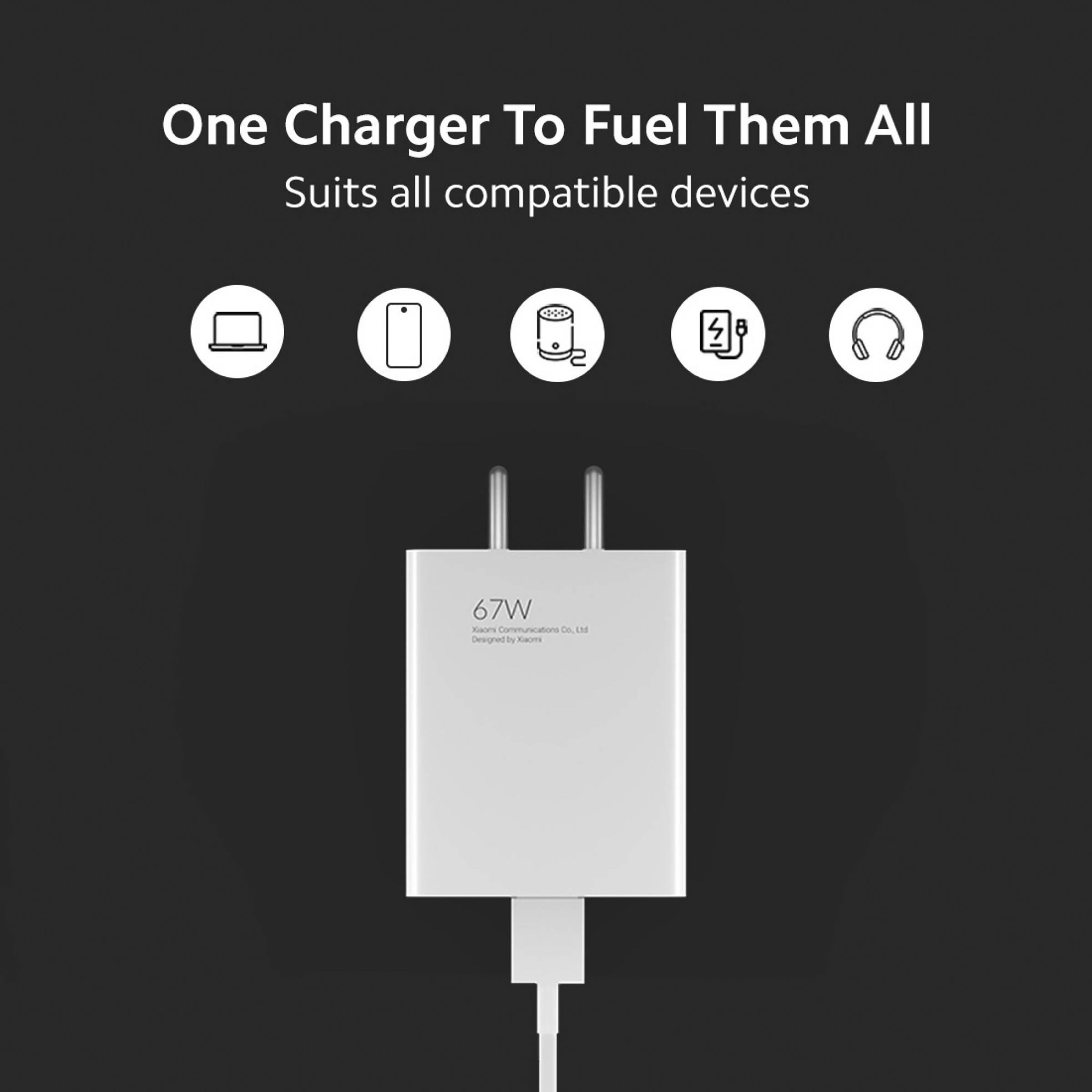 Mi SonicCharge 3. Combo 67W Type A Fast Charger (Type A to Type C Cable, Quick Charge 3., White)_10