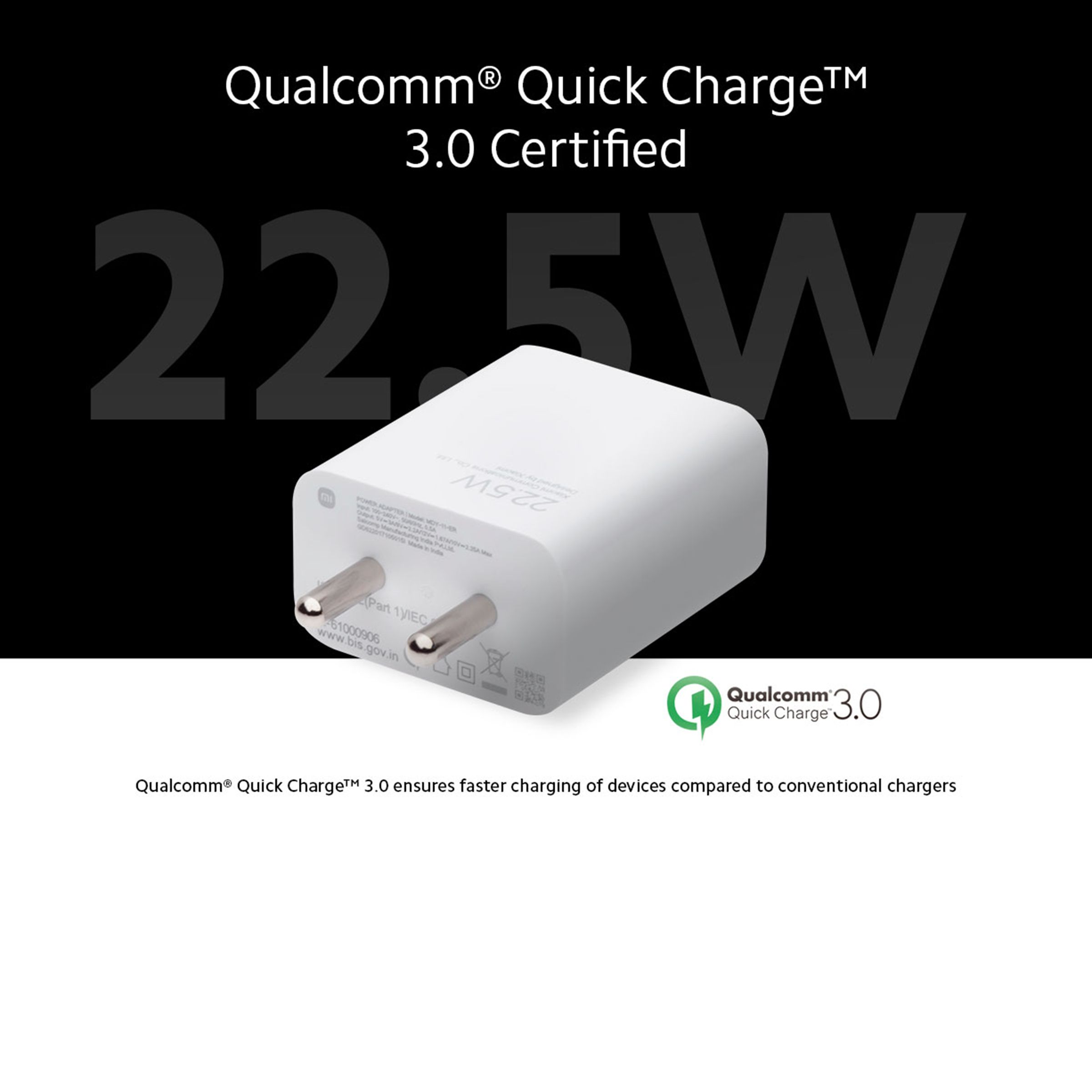 Xiaomi 22.5W Type A Fast Charger (Type A to Type C Cable, Qualcomm Quick Charge 3., White)_3