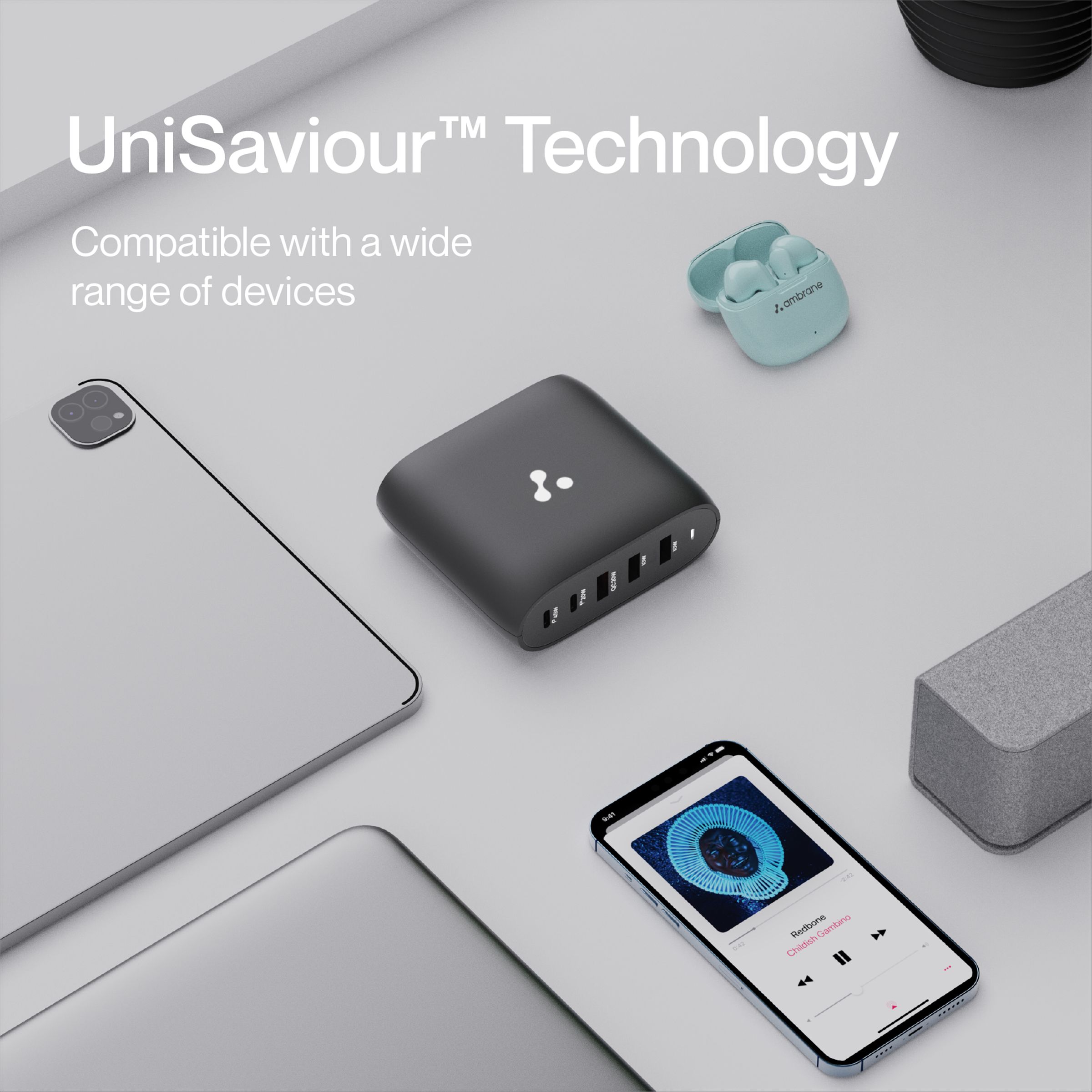 ambrane RAAP HUB 75W Type A & Type C 5-Port Fast Multi-Port Charger (Adapter Only, Intelligent Current Detection, Black)_7