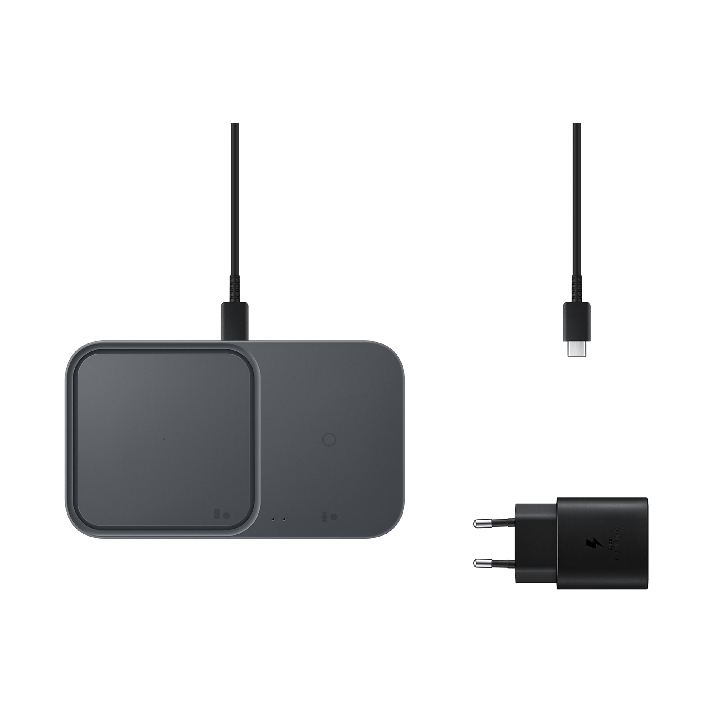 SAMSUNG Duo 15W 2-in-1 Wireless Charger for iOS, Android, Smart Watch (Adaptive Charging, Dark Gray)_4