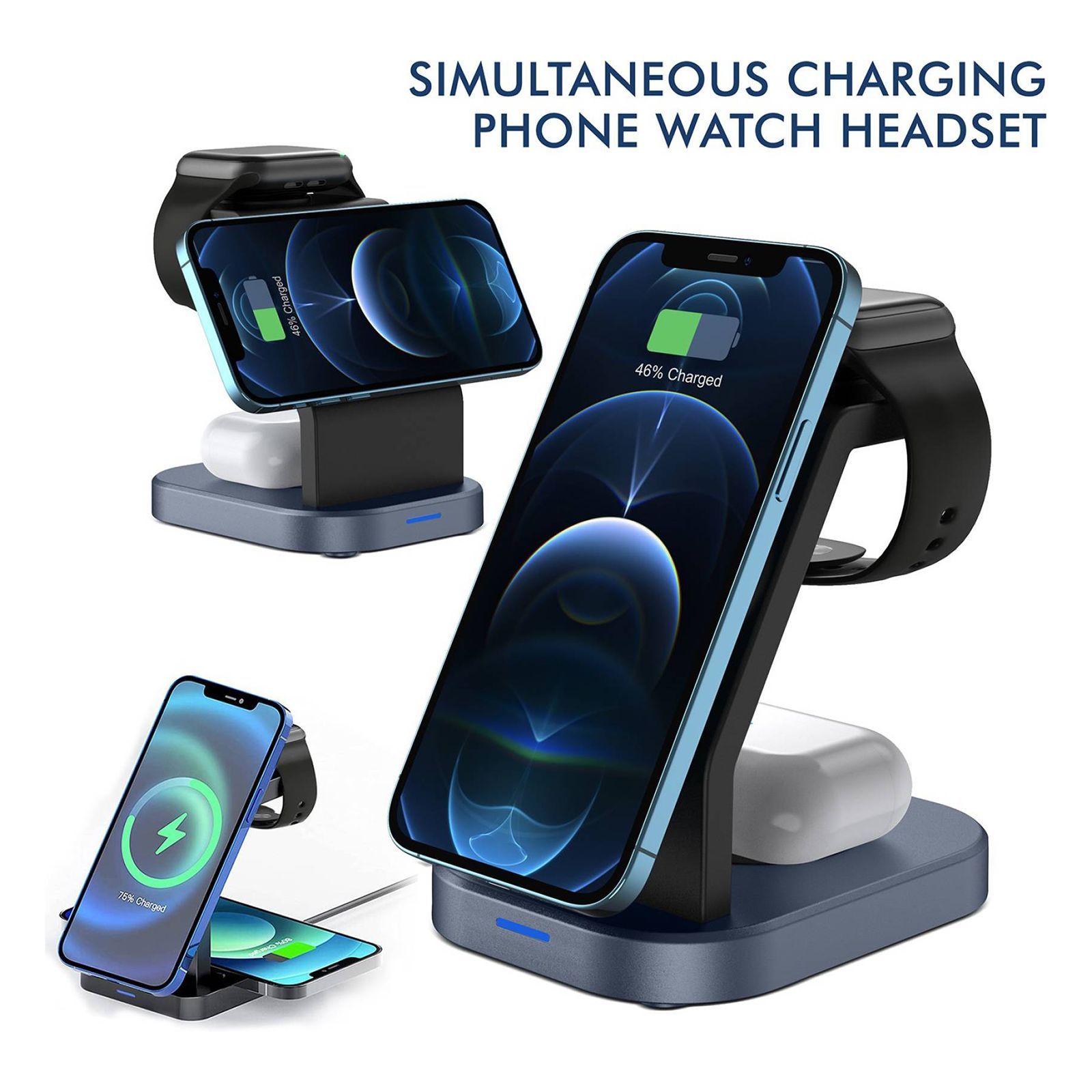 POWERUP 23W 3-in-1 Wireless Charger for iPhone, Air pods and Apple Watch (Qi Certified, Foldable Design, Black)_4