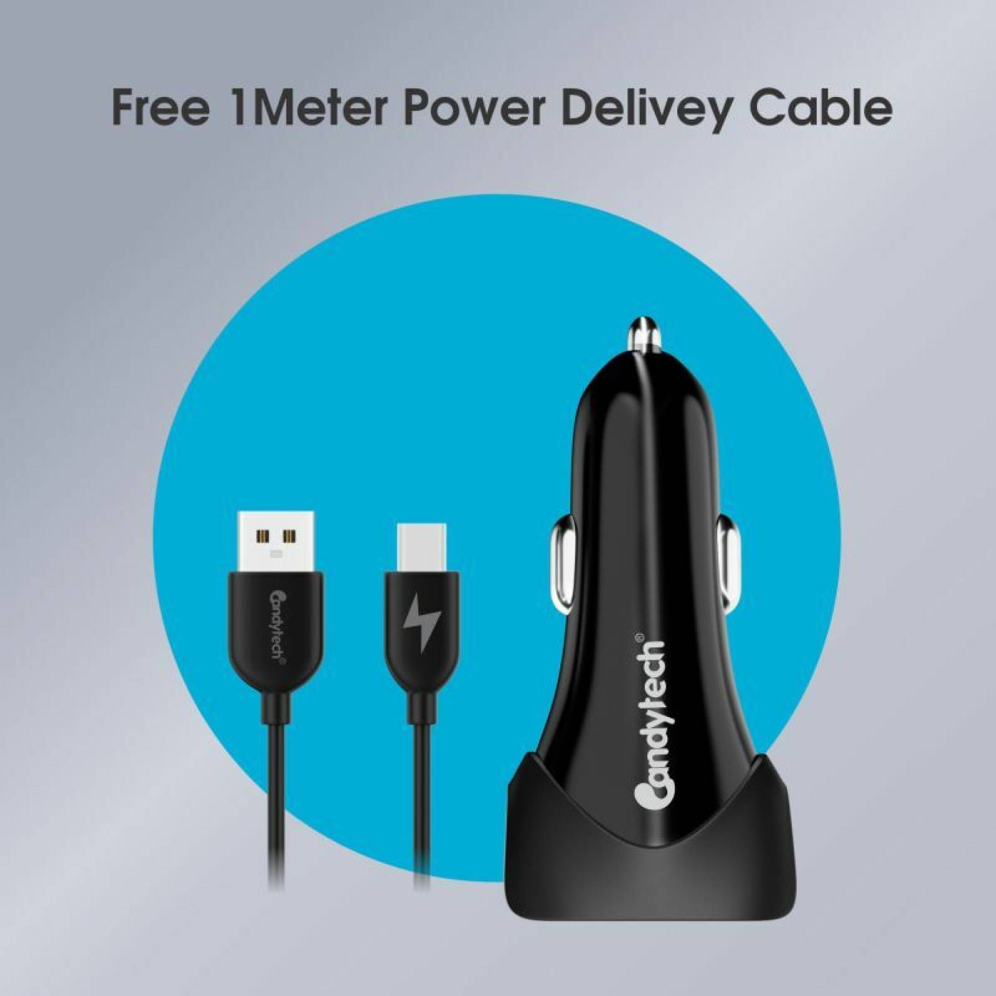 Candytech 3 Ampere 2 USB Ports Car Charging Adapter (Fast Charging Capability, CC-15, Black)_5