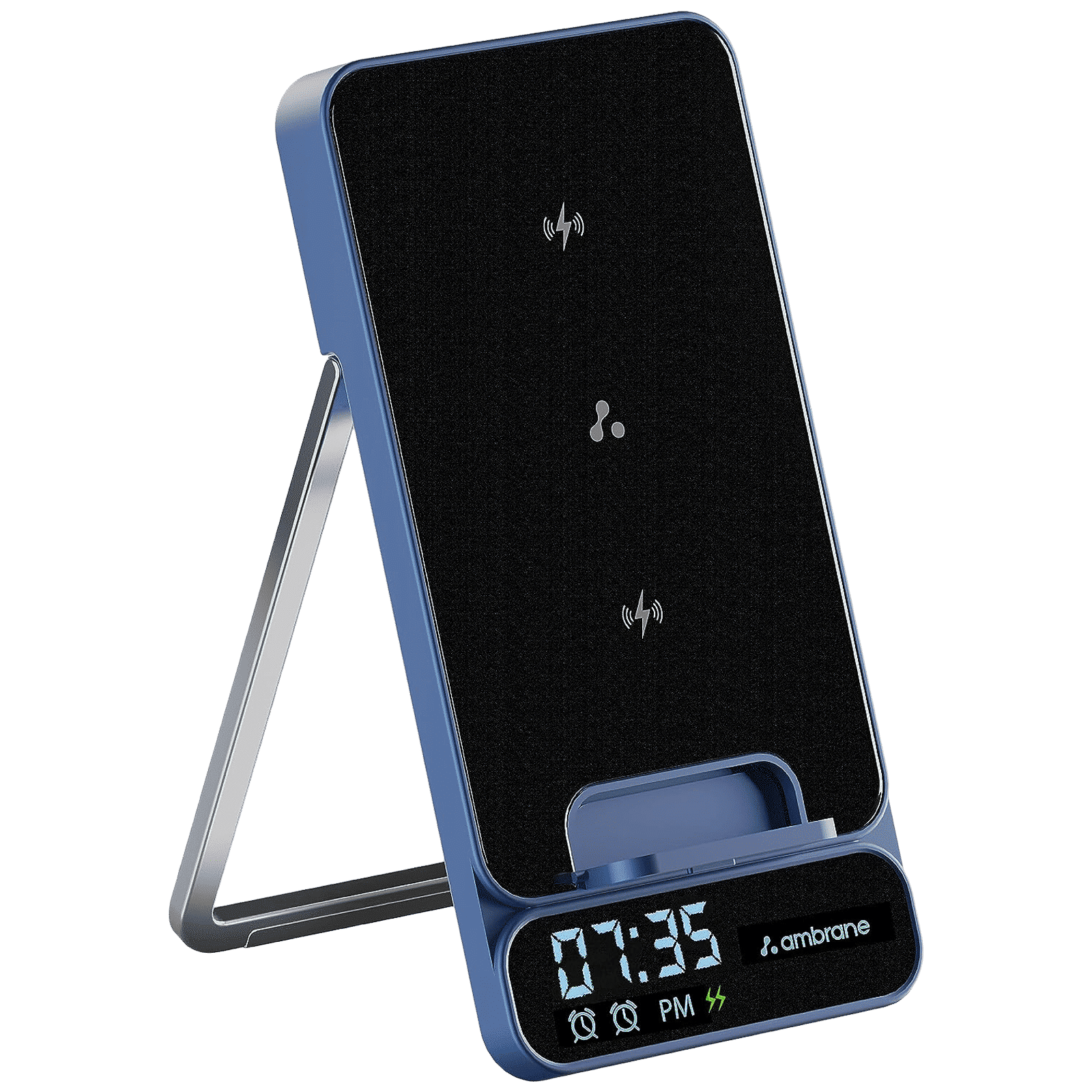 ambrane Powerpod Pro 15W Wireless Charger for iOS, Android, Earbuds and Smart Watch (Smart Power Management, Blue)_1