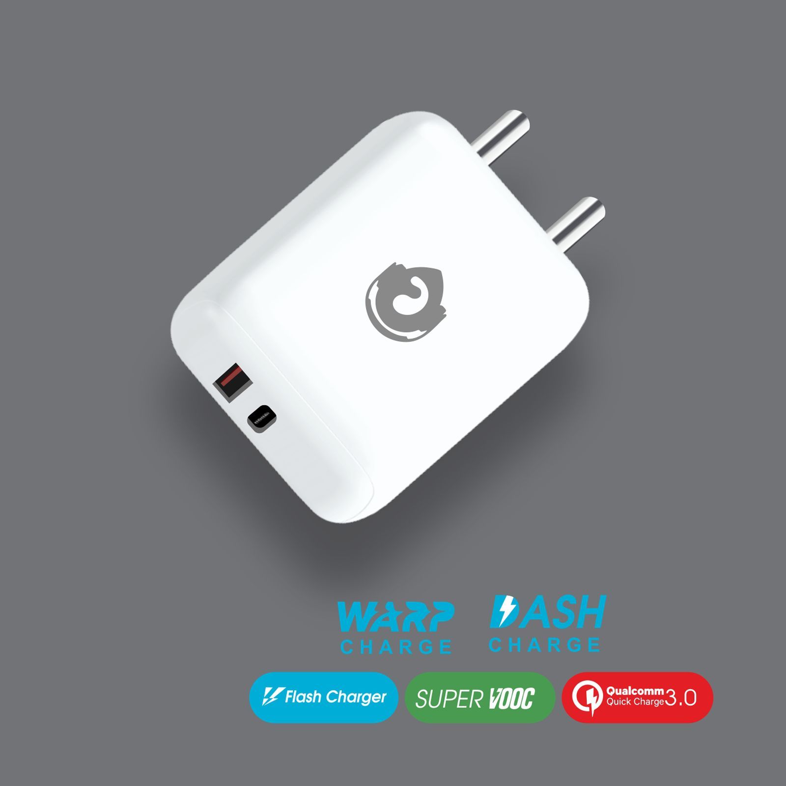 Candytech CT-C17 Type A and Type C 2-Port Fast Charger (Adapter Only, White)_2