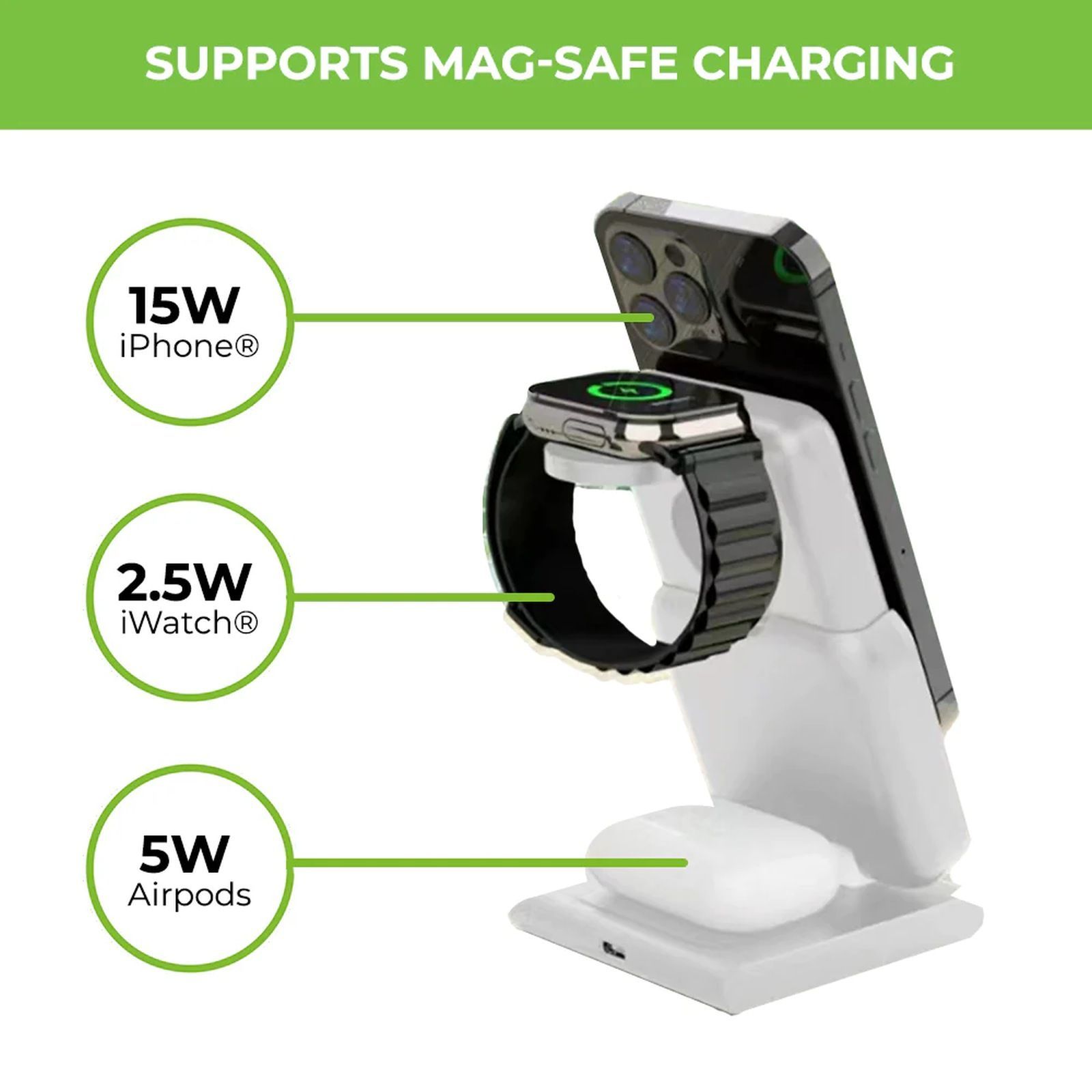 ultraprolink Vylis GO 20W 3-in-1 Wireless Charging Dock for iPhone, iWatch and Airpods (LED Indicators, White)_6